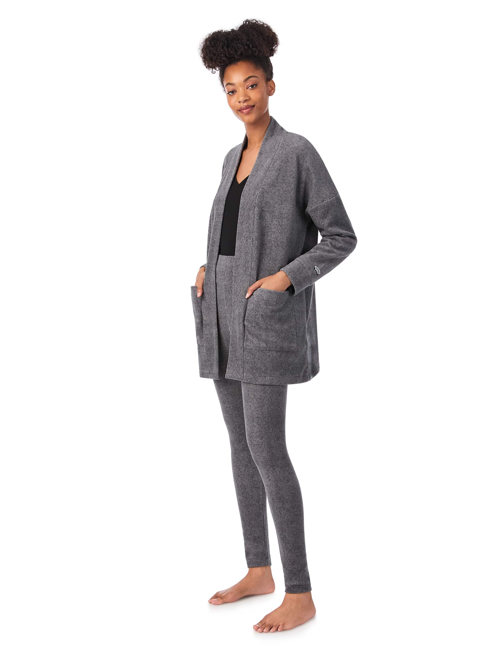 Dkny Women's Fleece Pyjama Set - Charcoal, Charcoal