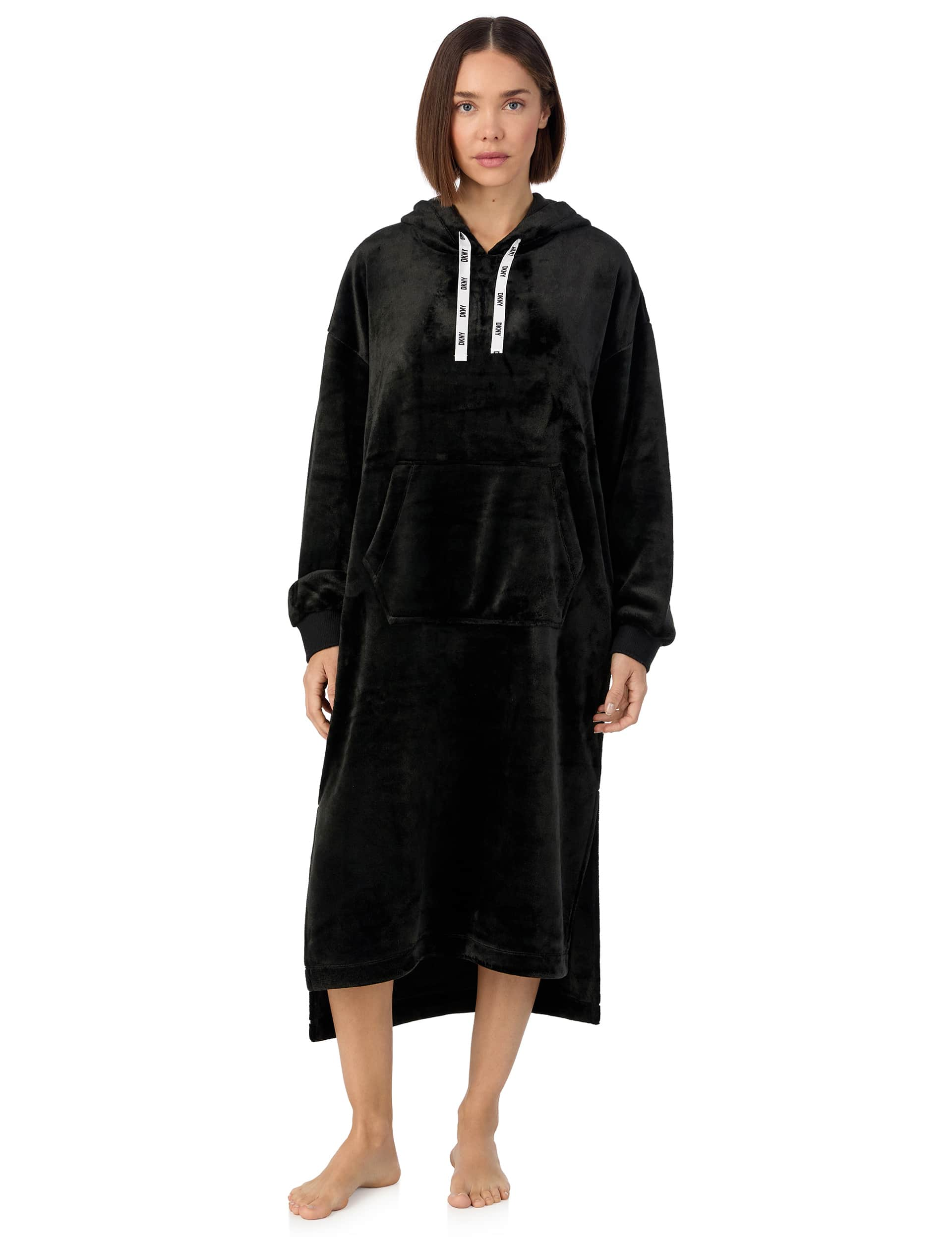 Dkny Women's Chenille Robe - M - Black, Black