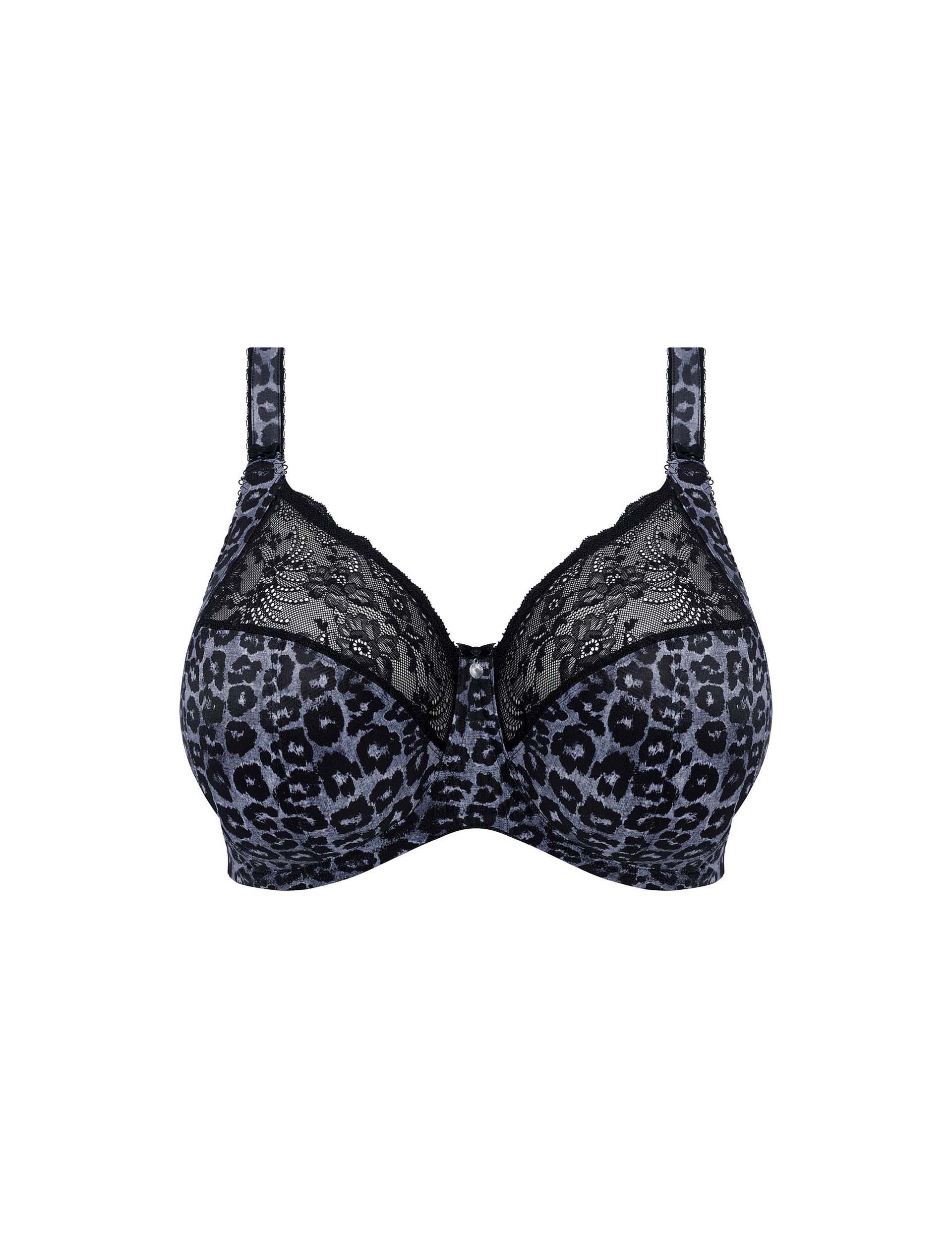 Elomi Women's Morgan Animal Print Wired Full Cup Bra DD-K - 40H - Black Mix, Black Mix