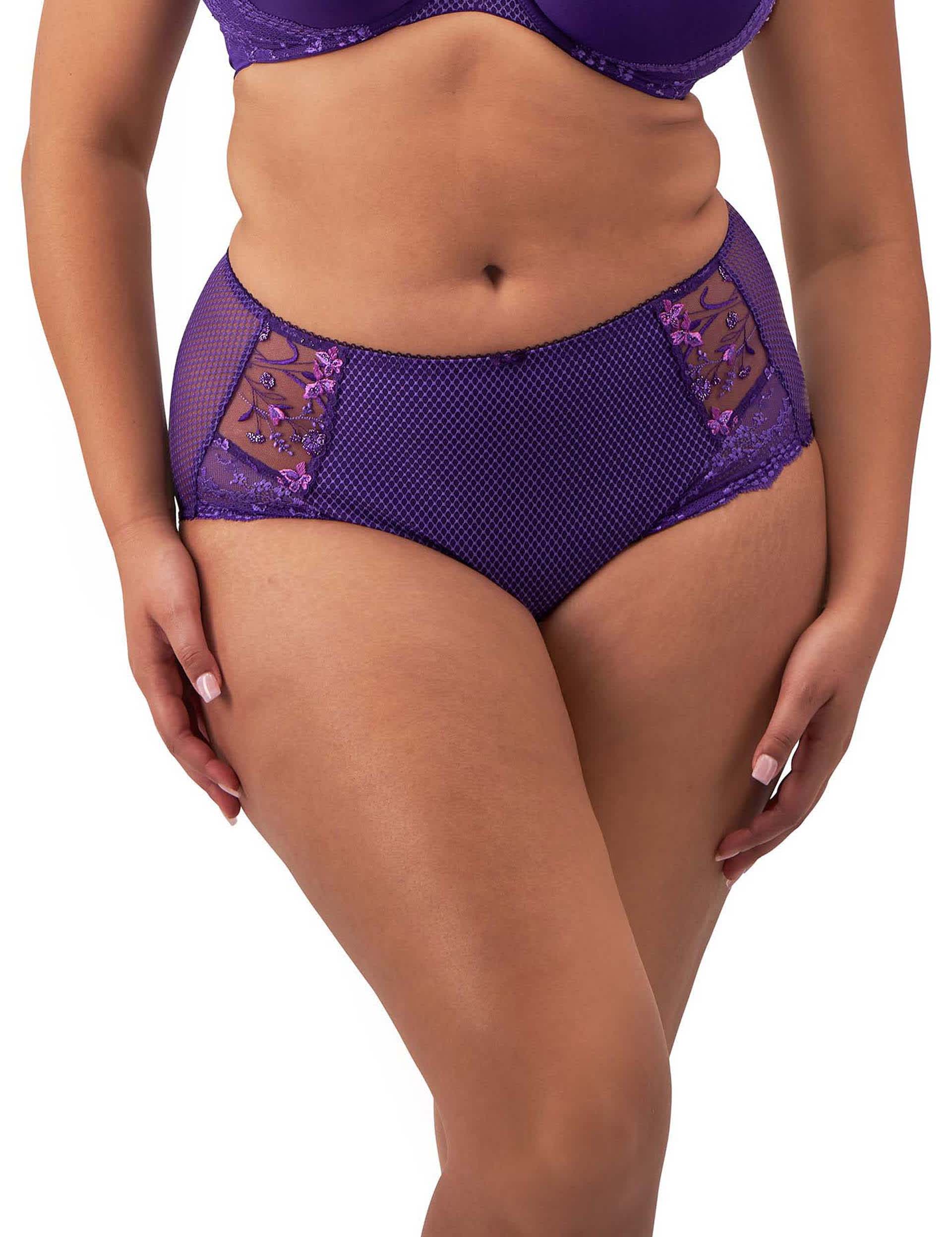 Elomi Women's Charley Mesh & Lace Full Briefs - XL - Purple, Purple