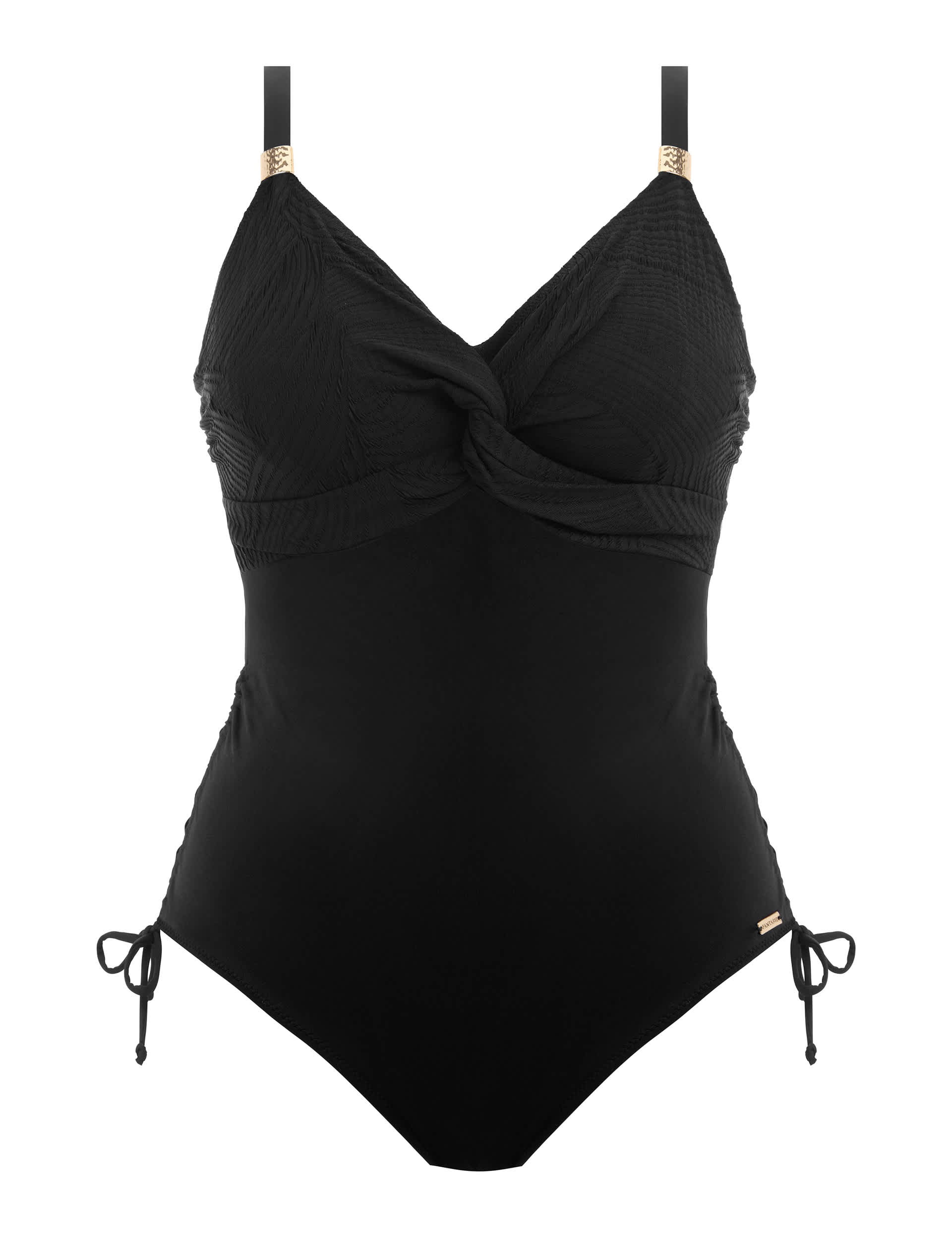 Fantasie Women's Ottawa Wired Twist Front Ruched Swimsuit - 34DD - Black, Navy,Black