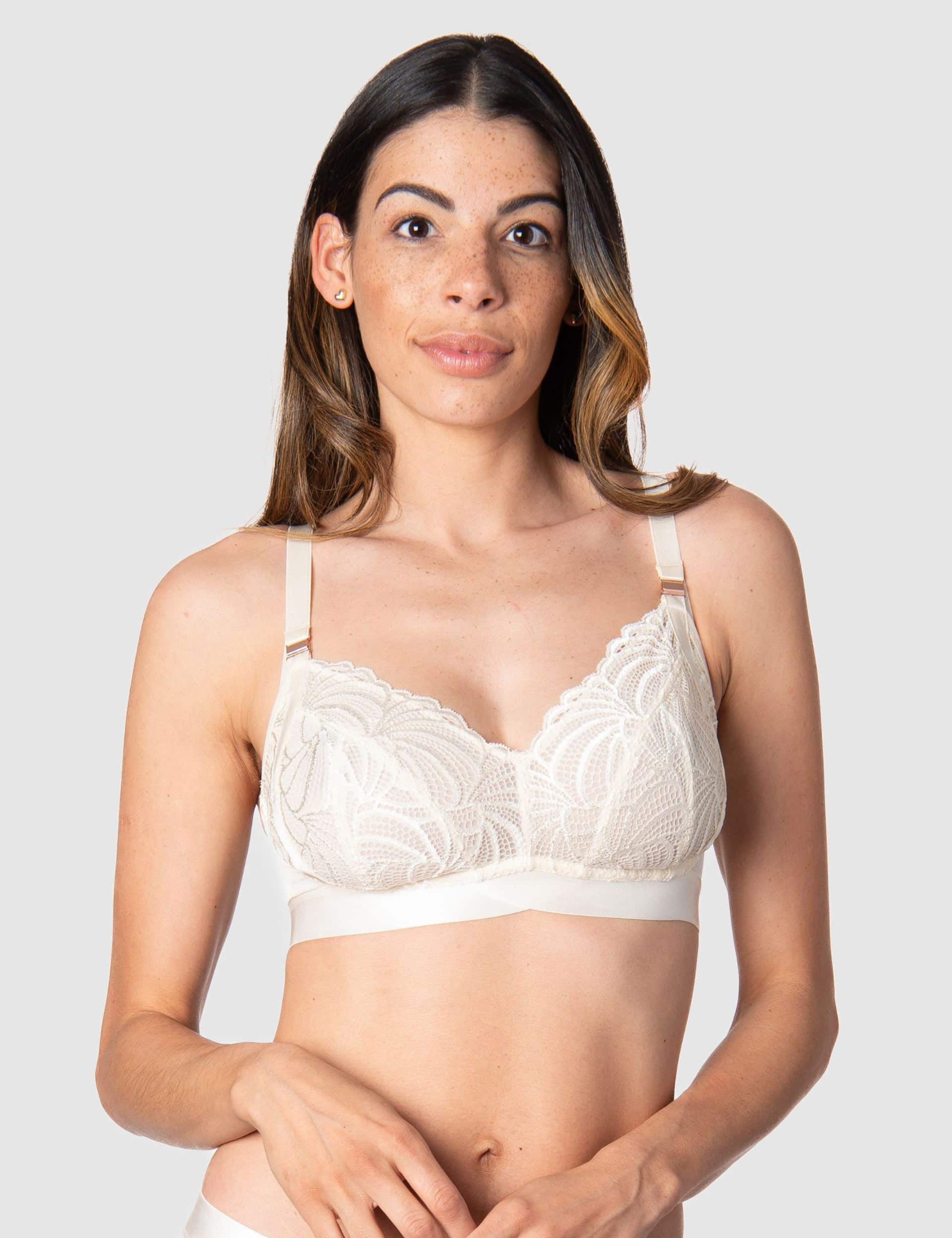 Hotmilk Women's Warrior Lace Non Wired Nursing Bra - 34DDD - Ivory, Black,Ivory