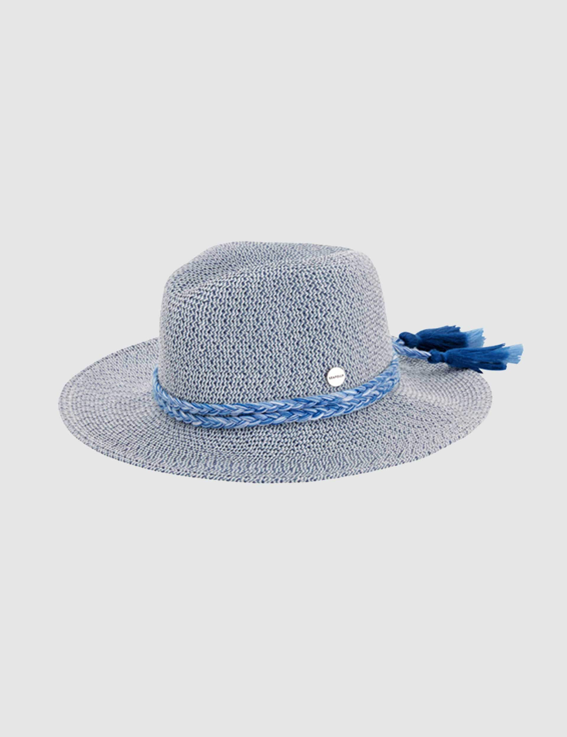 Seafolly Girls Packable Tassel Fedora Hat - Blue, Blue