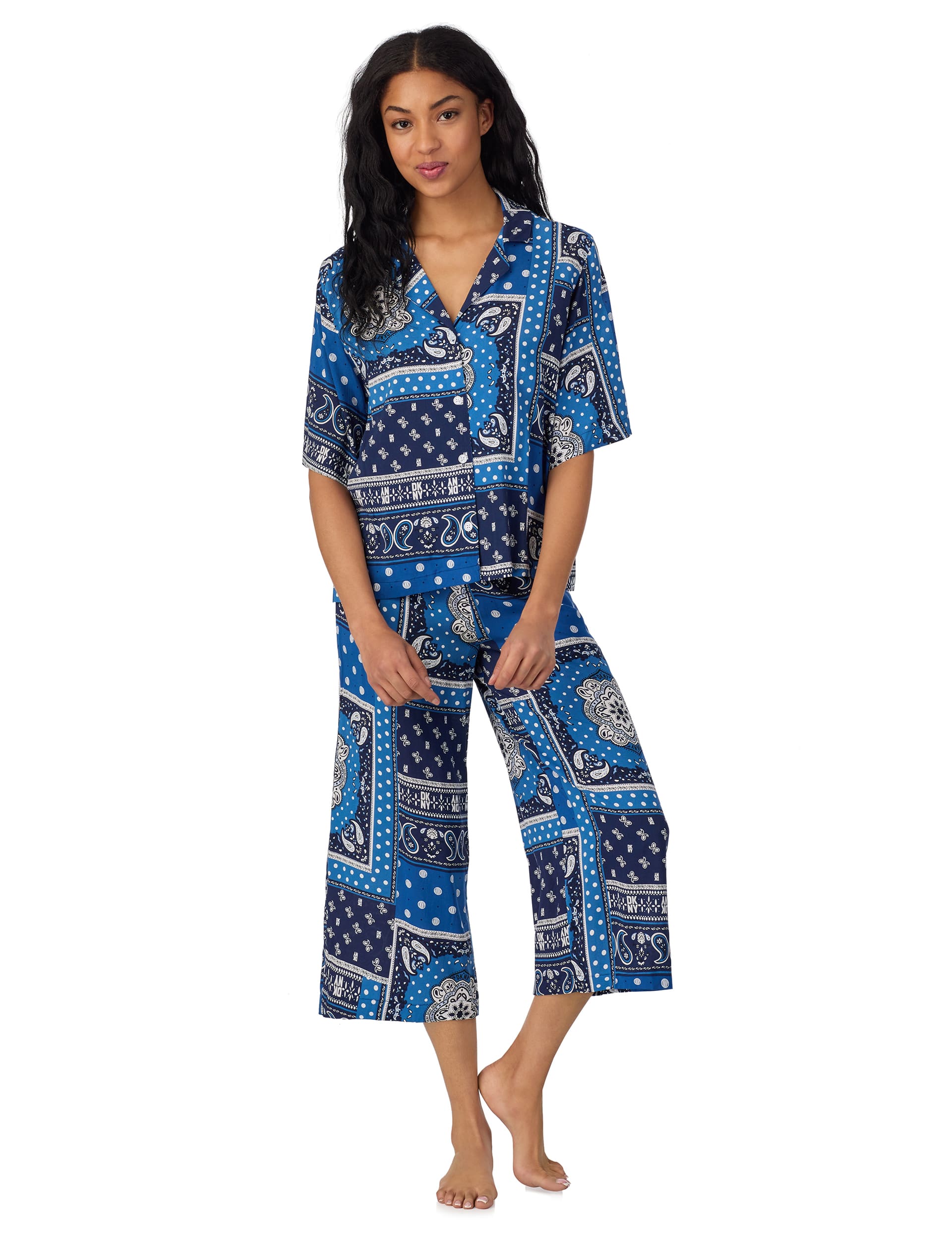 Dkny Women's Printed Pyjama Set - Navy Mix, Navy Mix