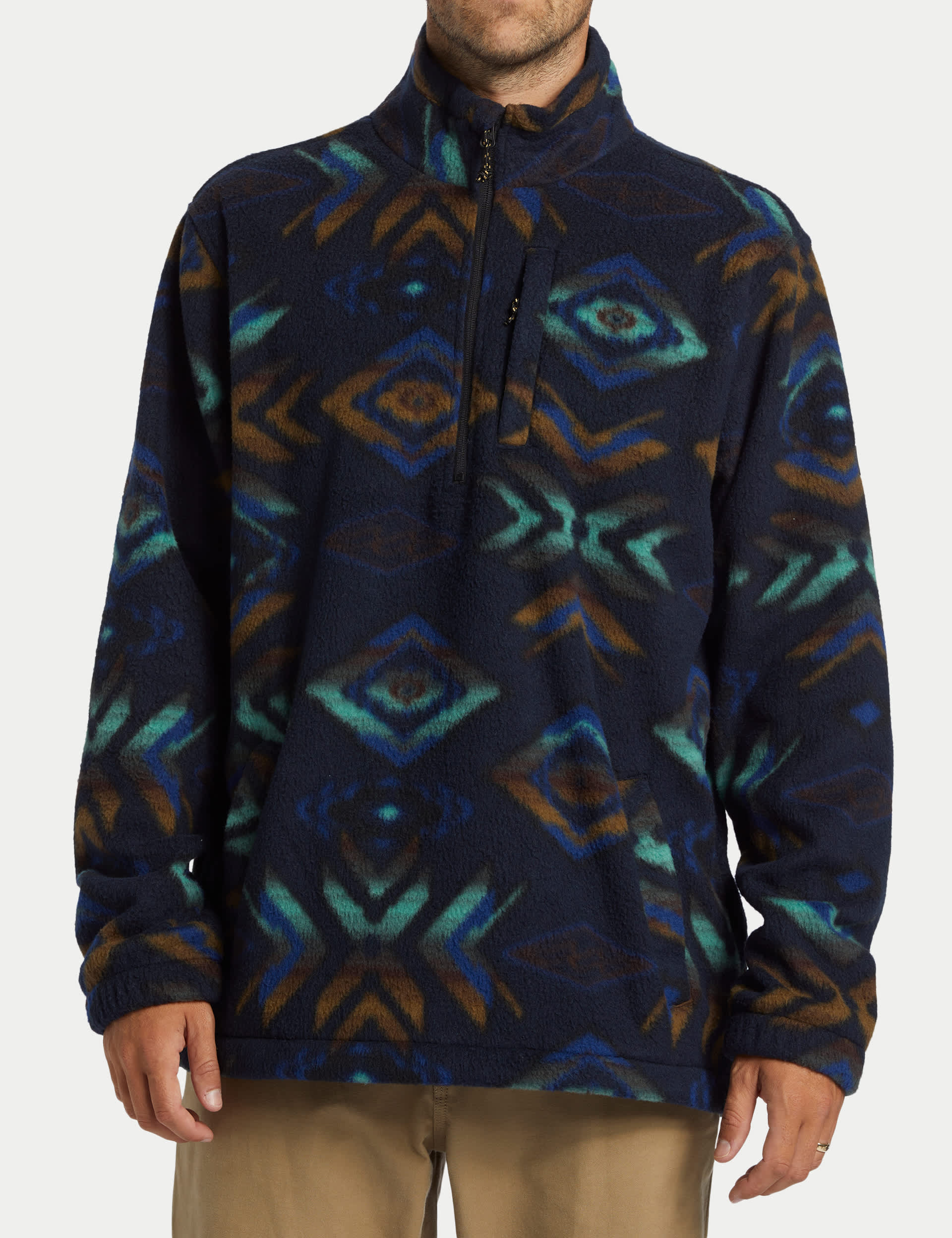 Billabong Men's Boundary Fleece Printed Half Zip Jacket - M - Navy, Navy