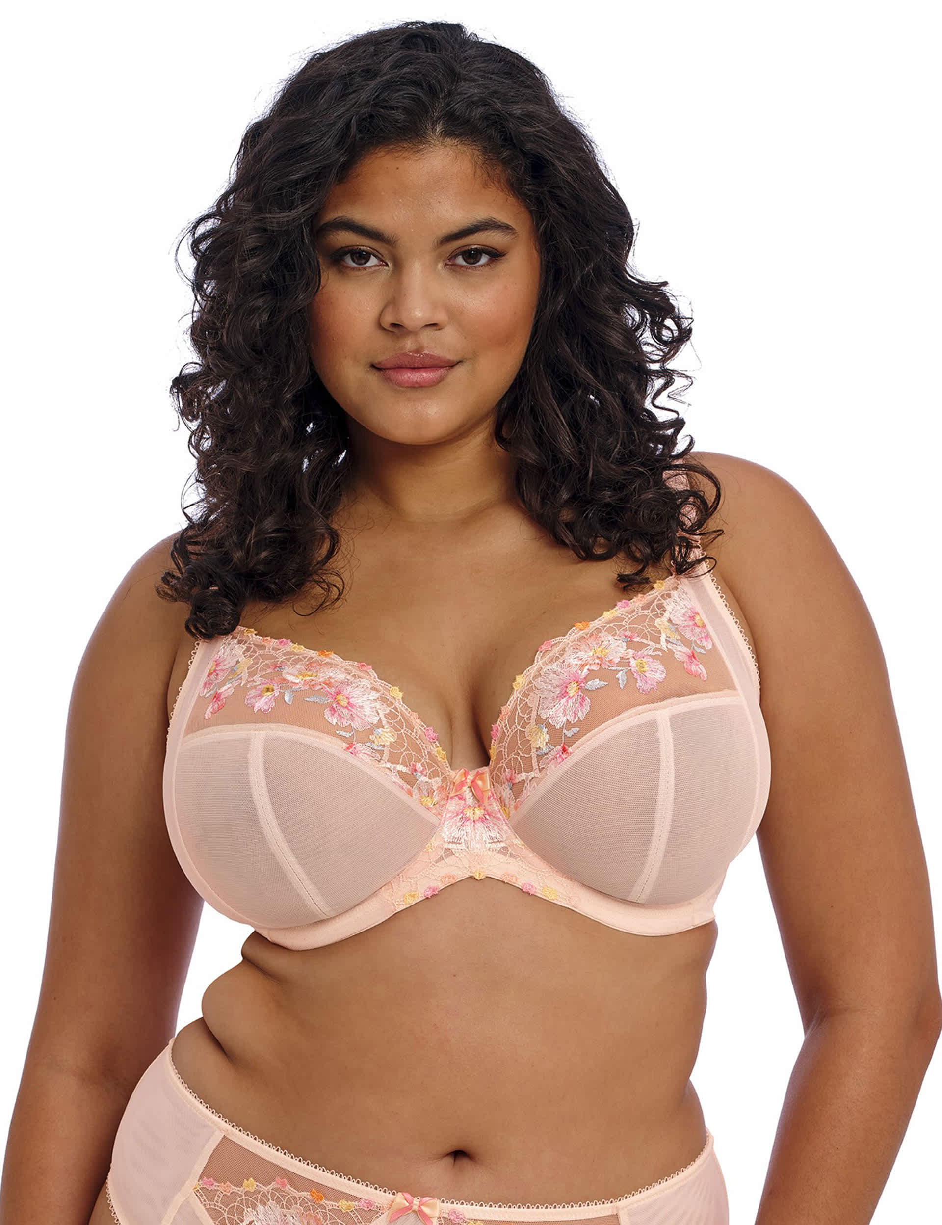 Elomi Women's Himari Wired Plunge Bra - 46DD - Peach Mix, Peach Mix