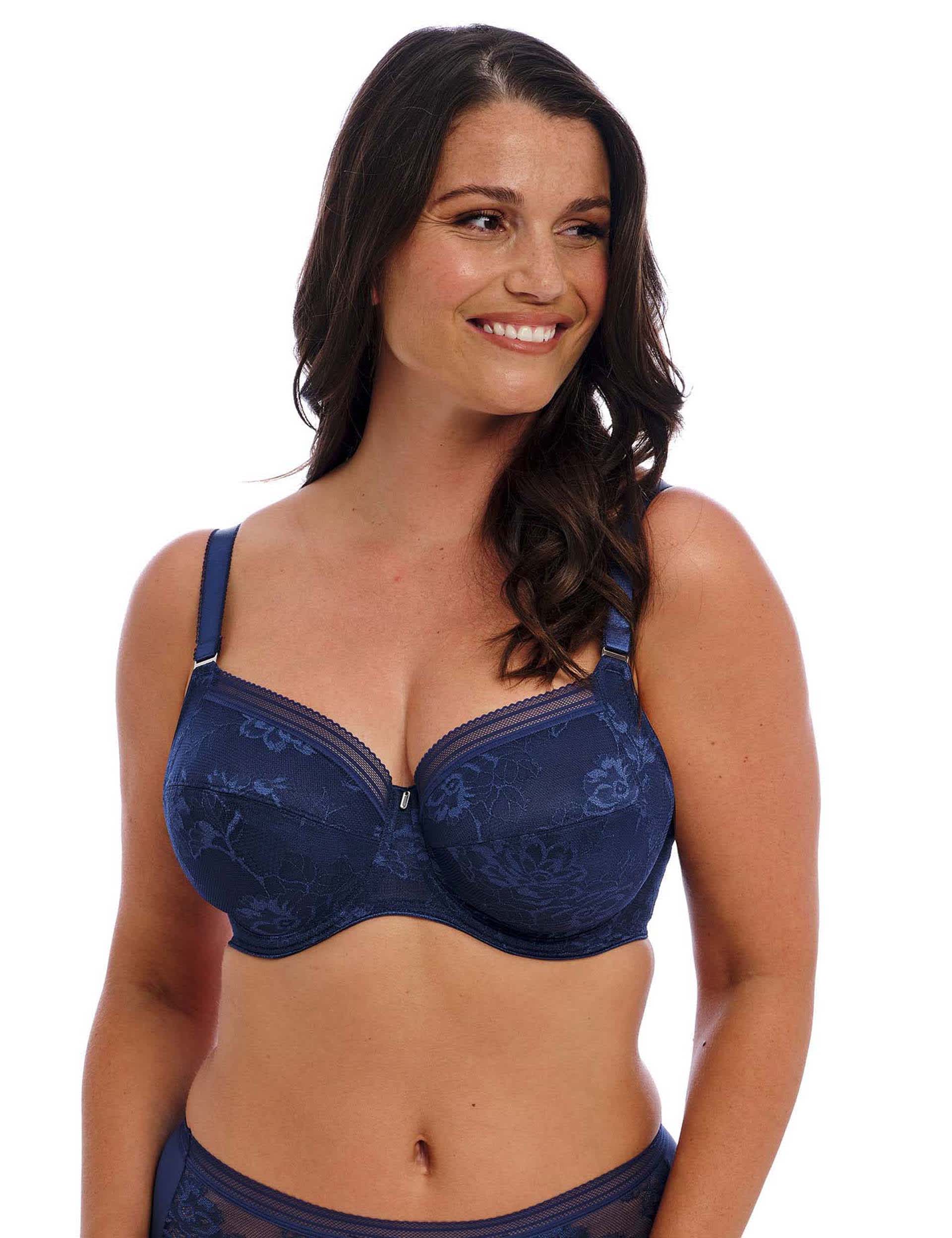 Fantasie Women's Fusion Lace Wired Side Support Bra (D-HH) - 36E - Blue, Blue