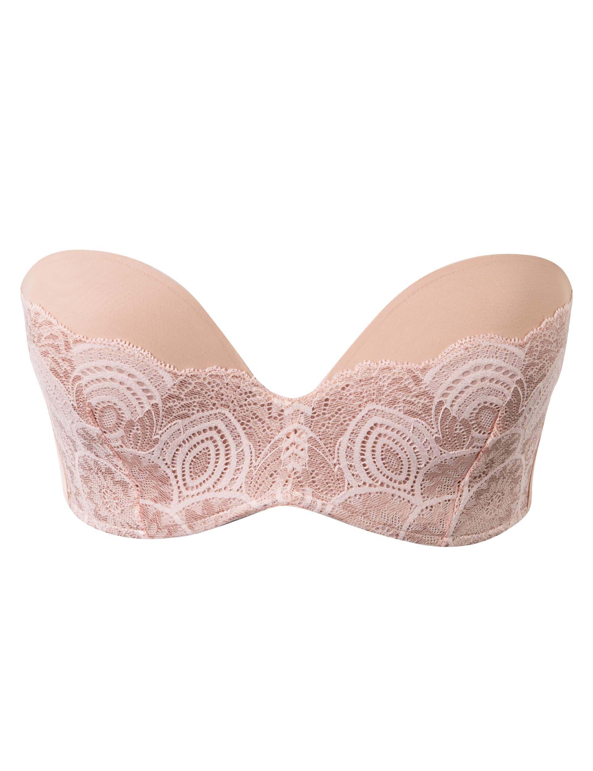 Wonderbra Women's Refined Glamour Wired Strapless Bra - 34C - Pale Pink, Pale Pink,Black Mix