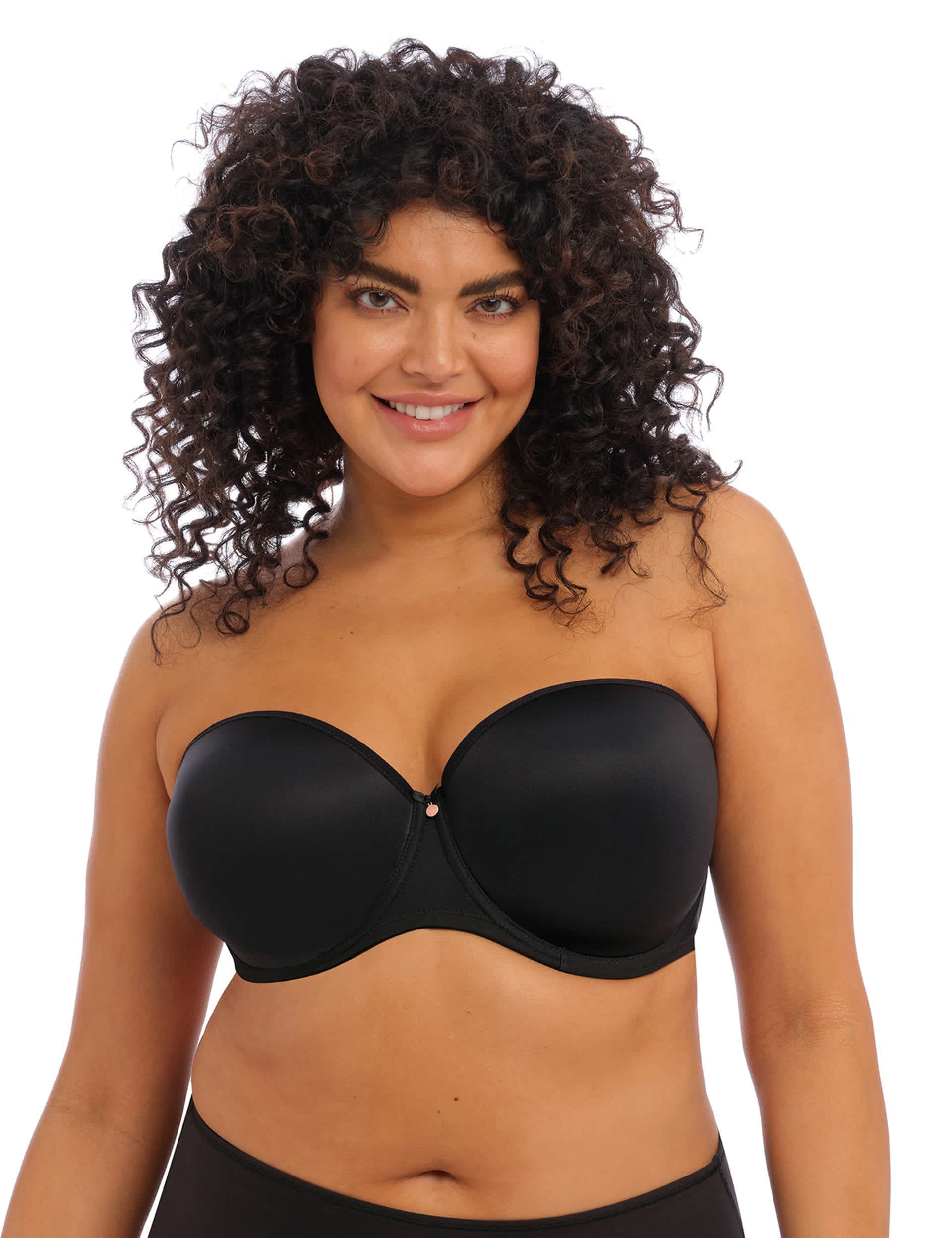 Elomi Women's Smooth Wired Moulded Strapless Bra DD-J - 36G - Black, Black