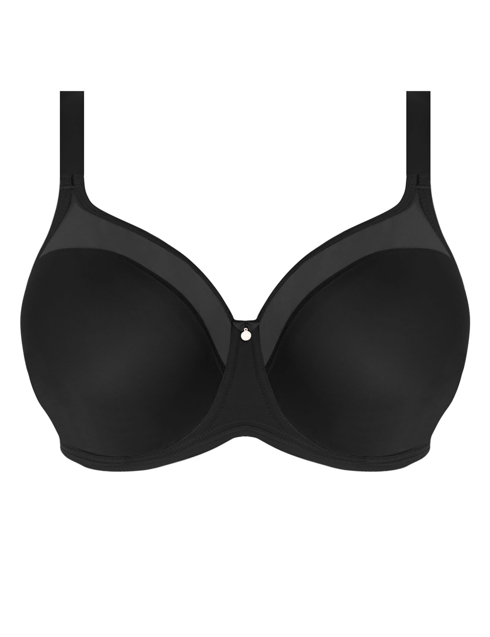 Elomi Women's Smooth Moulded Wired T-Shirt Bra DD-H - 46F - Black, Beige,Black