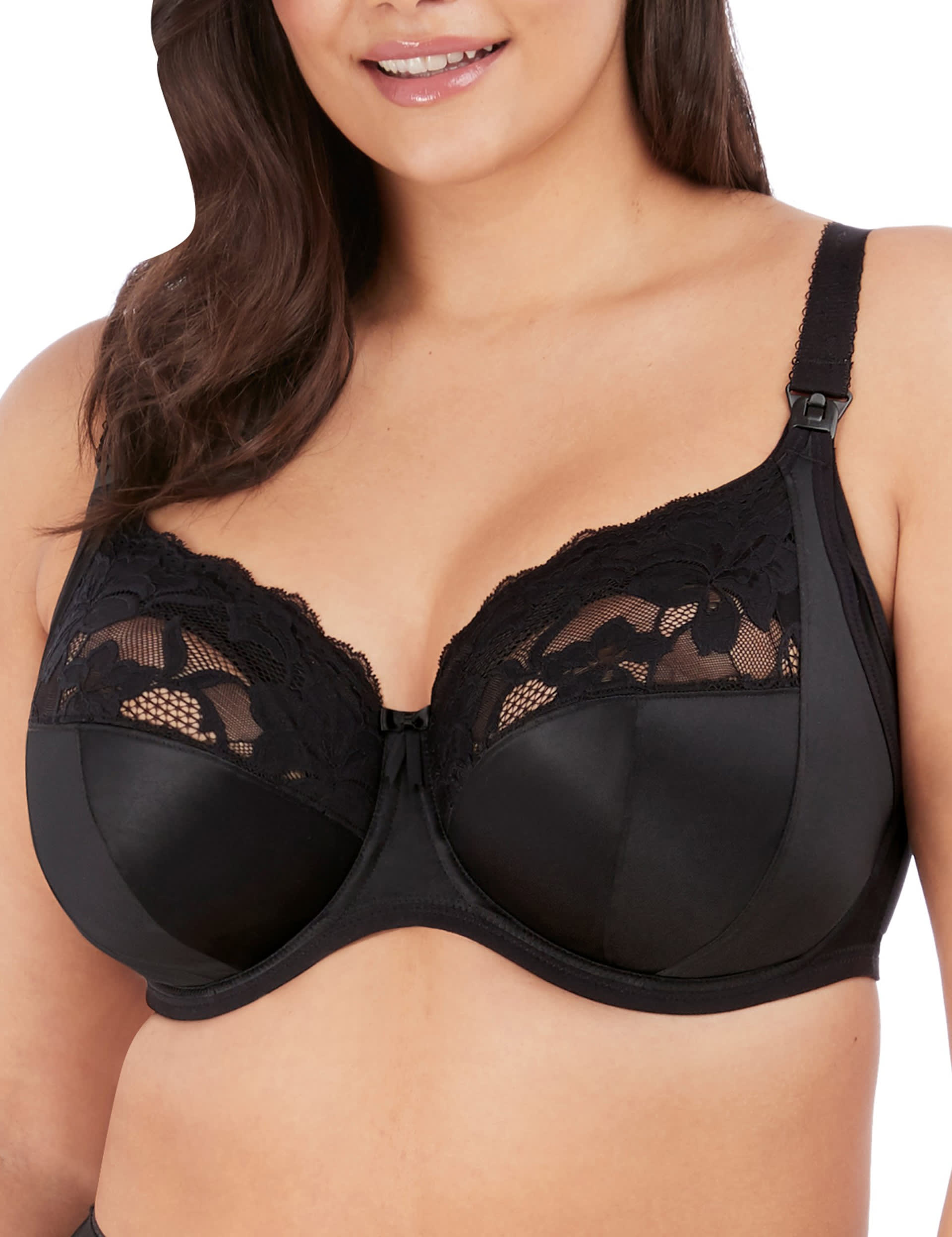 Elomi Women's Molly Lace Wired Nursing Bra E-K - 38JJ - Black, Black