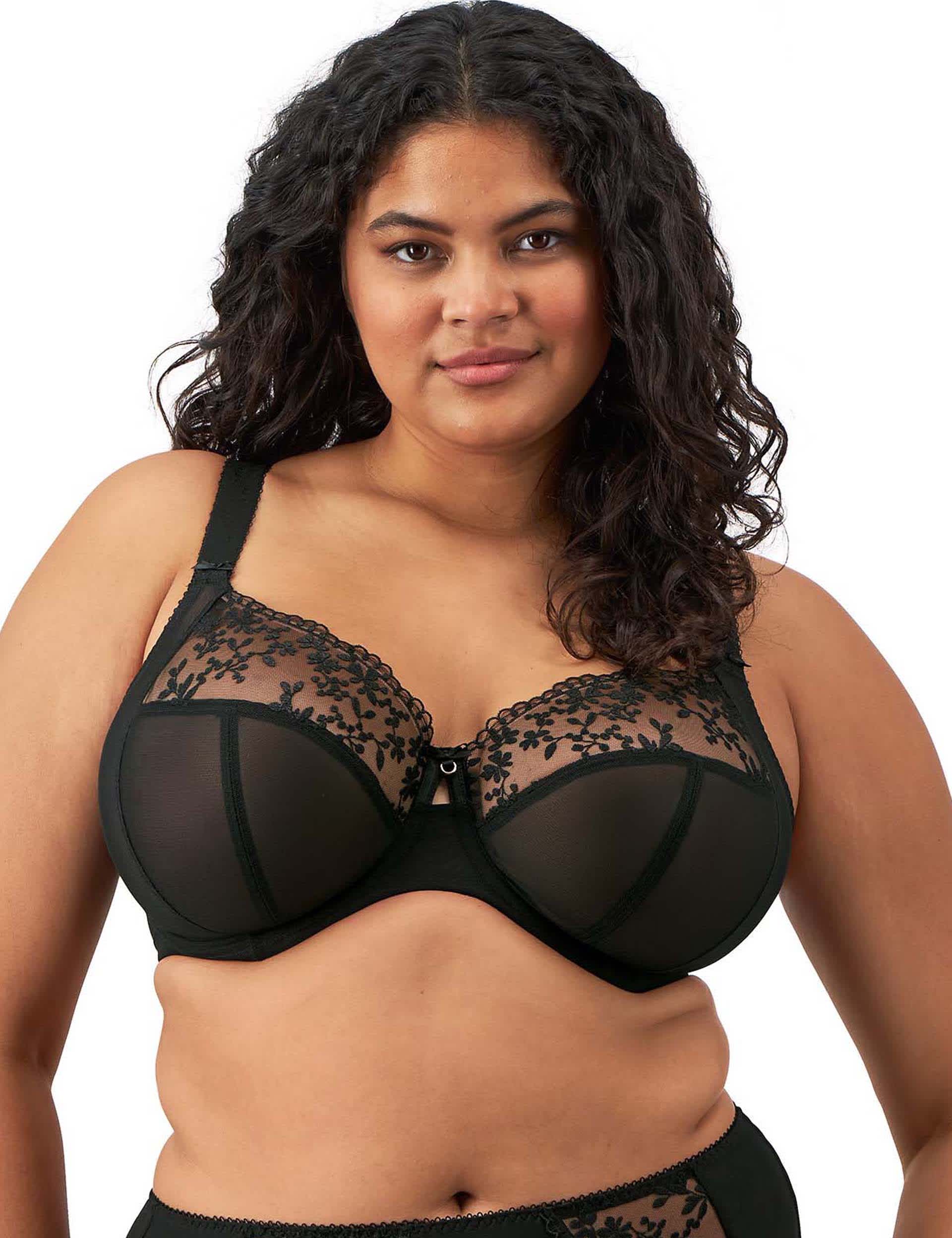 Elomi Women's Zarla Lace Wired Full Cup Bra - 36GG - Black, Black