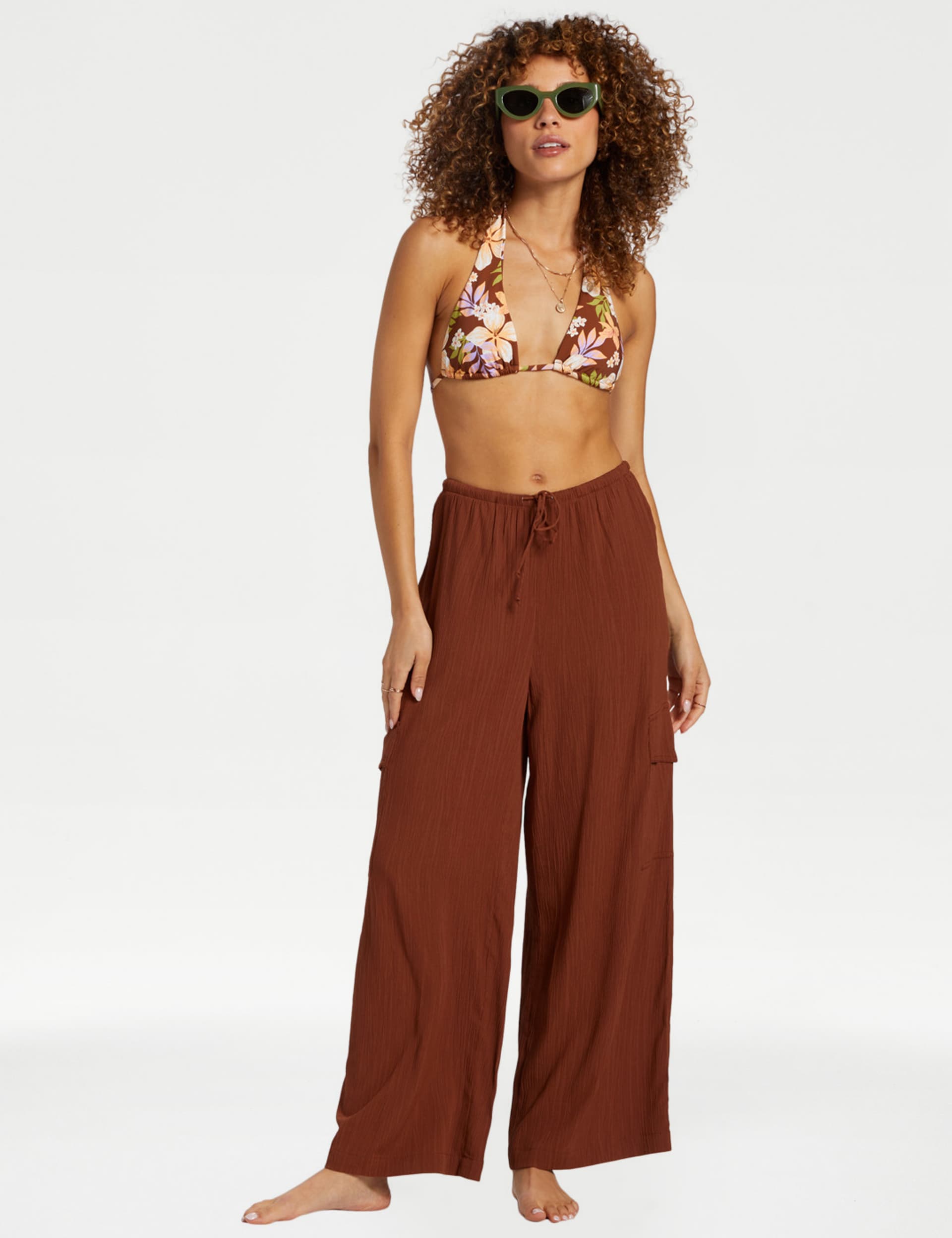 Billabong Women's Cargo Drawstring Trousers - XL - Brown, Brown