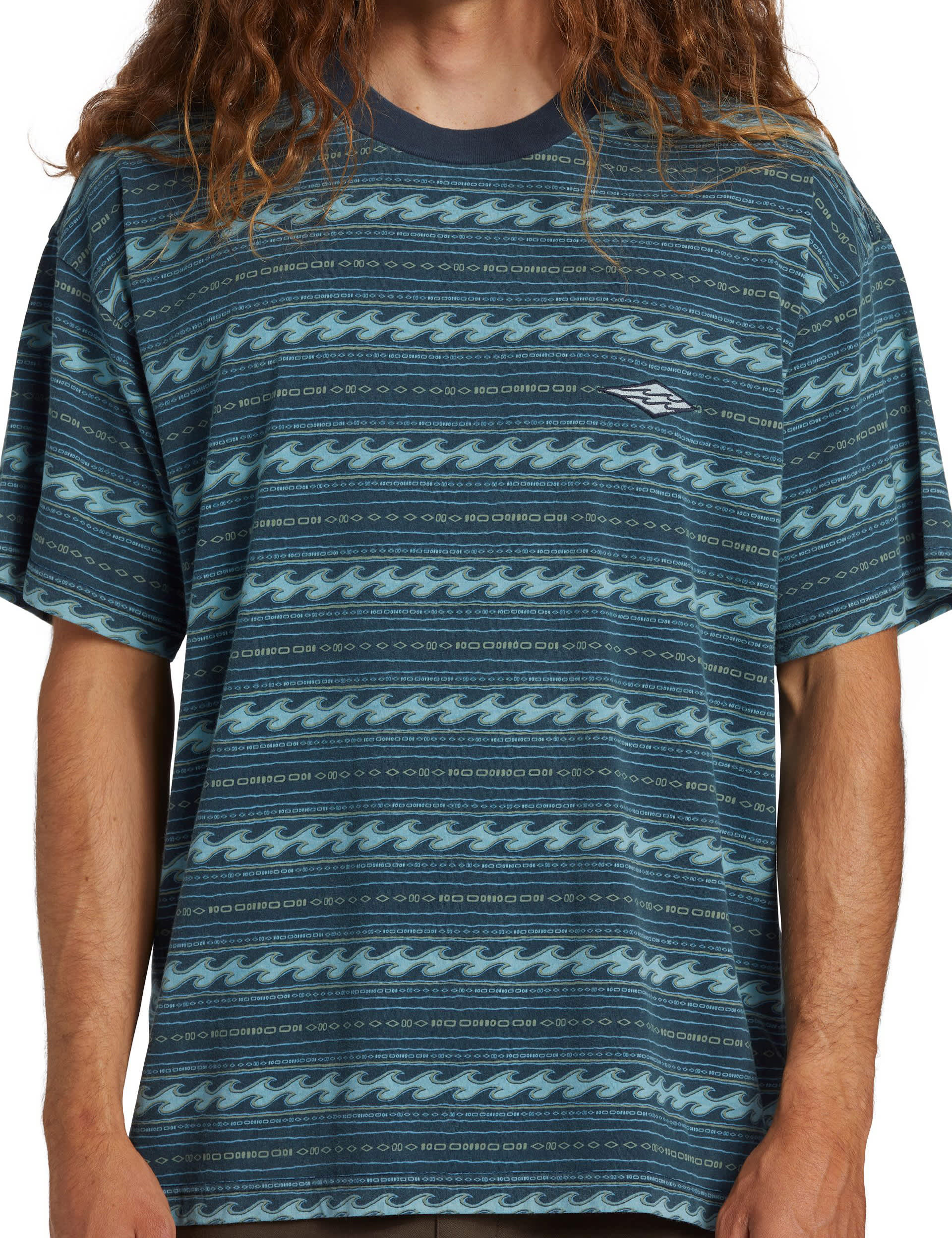 Billabong Men's Halfrack Pure Cotton Wave Print T-Shirt - M - Black Mix, Black Mix