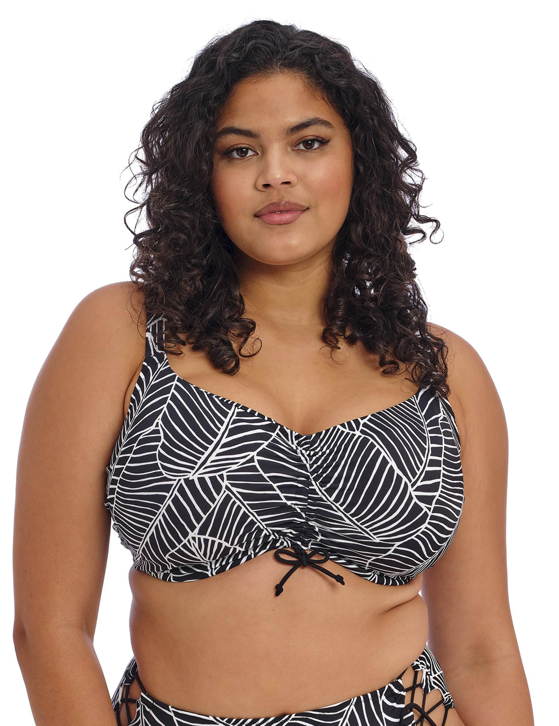 Elomi Women's Printed Wired Scoop Neck Bikini Top - 40G - Black Mix, Black Mix