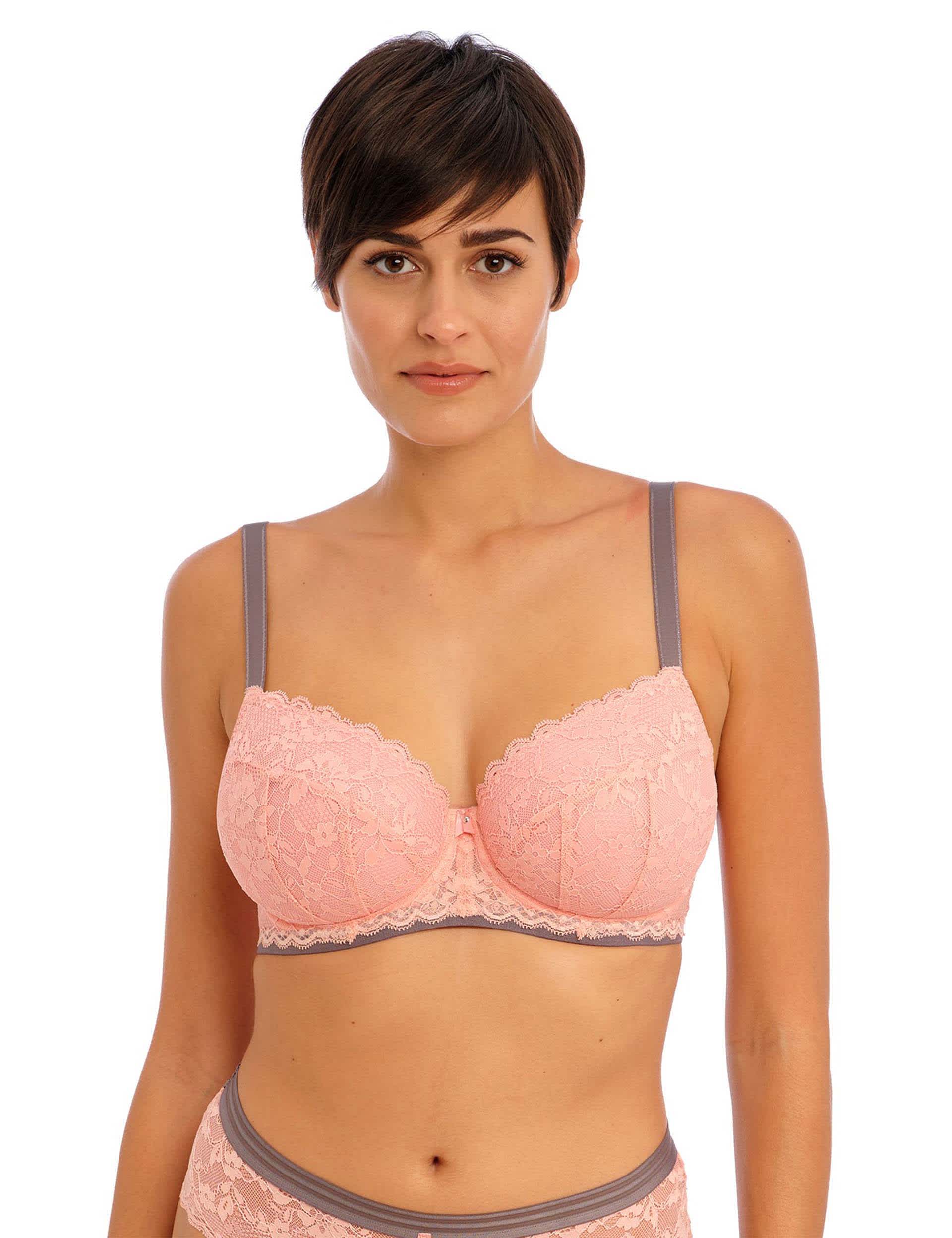 Freya Women's Offbeat Wired Padded Balcony Bra C-H - 34F - Pink, Black,Pink