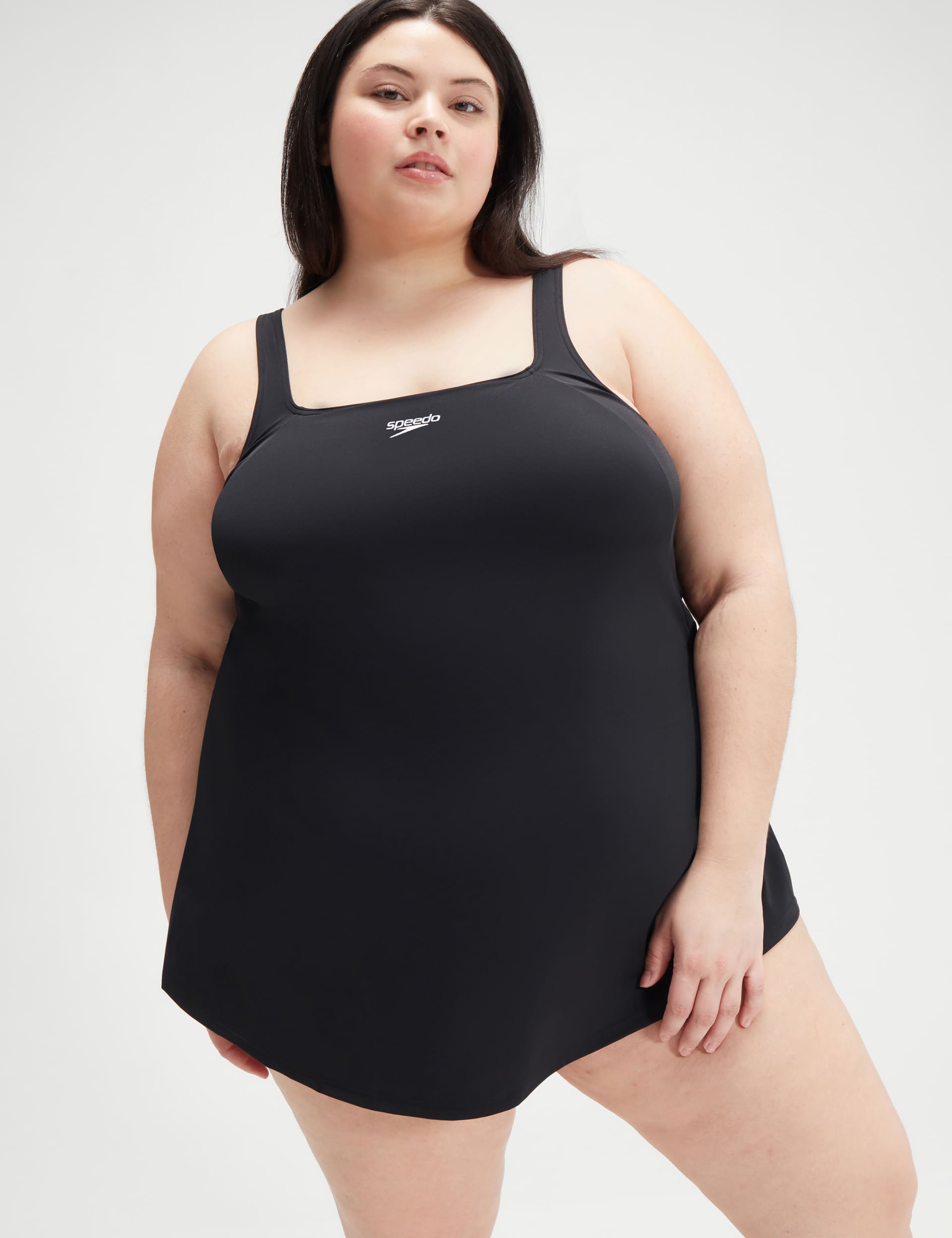 Speedo Women's Plus Fit Square Neck Swim Dress