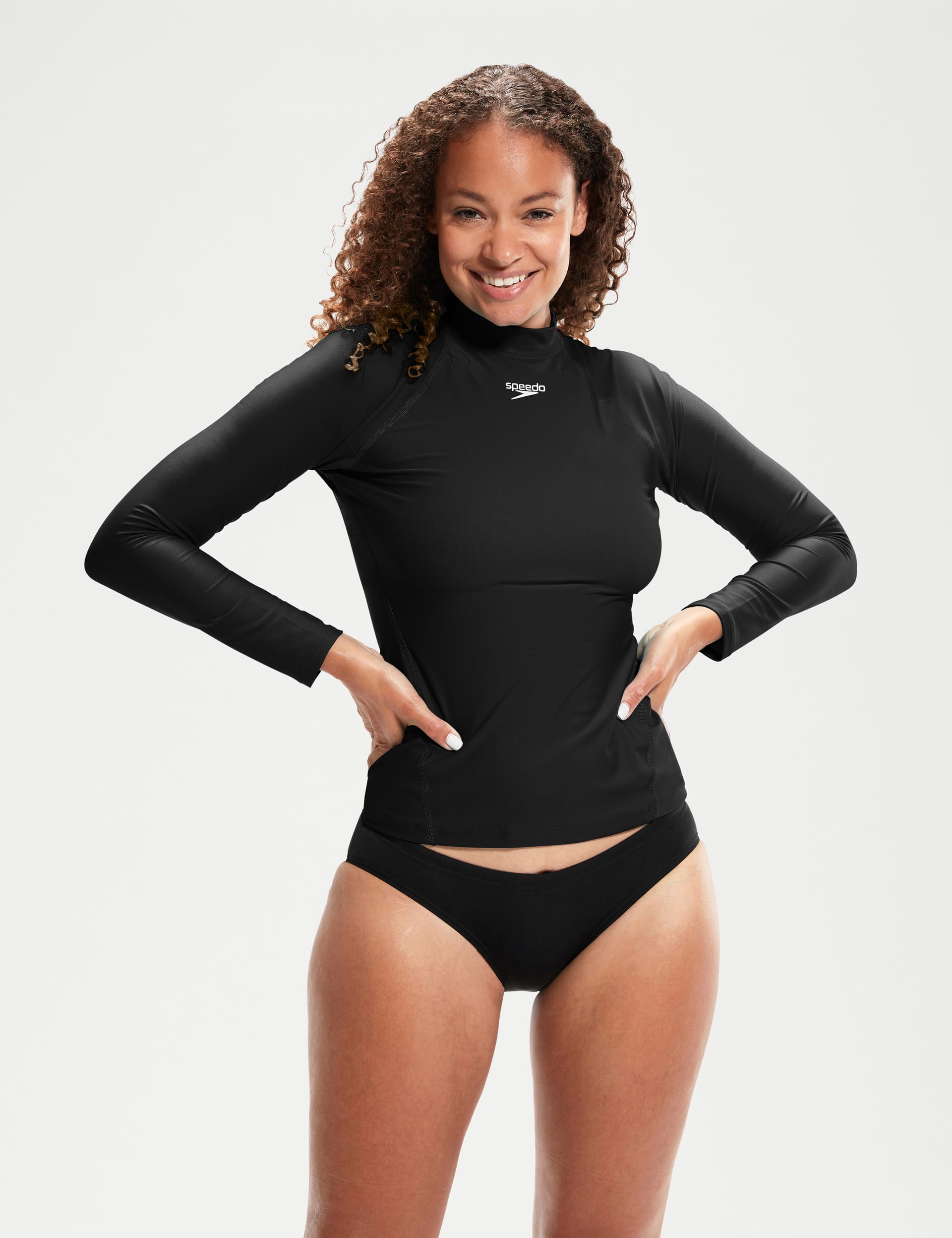 Speedo Women's Long Sleeve Rash Top - Black, Black