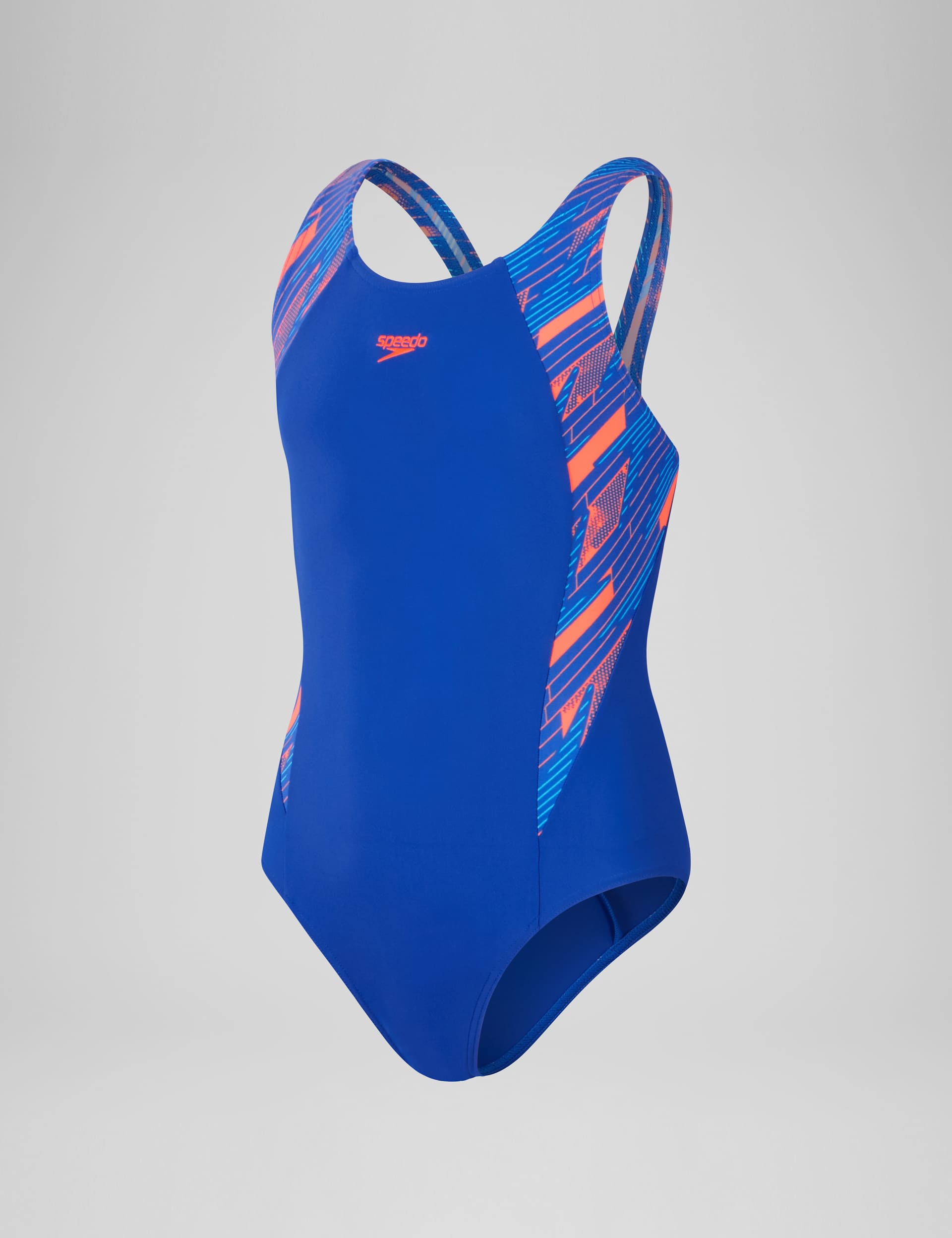 Speedo Girls HyperBoom Splice Muscleback Swimsuit (5-16 Yrs) - 13-14 - Blue Mix, Blue Mix