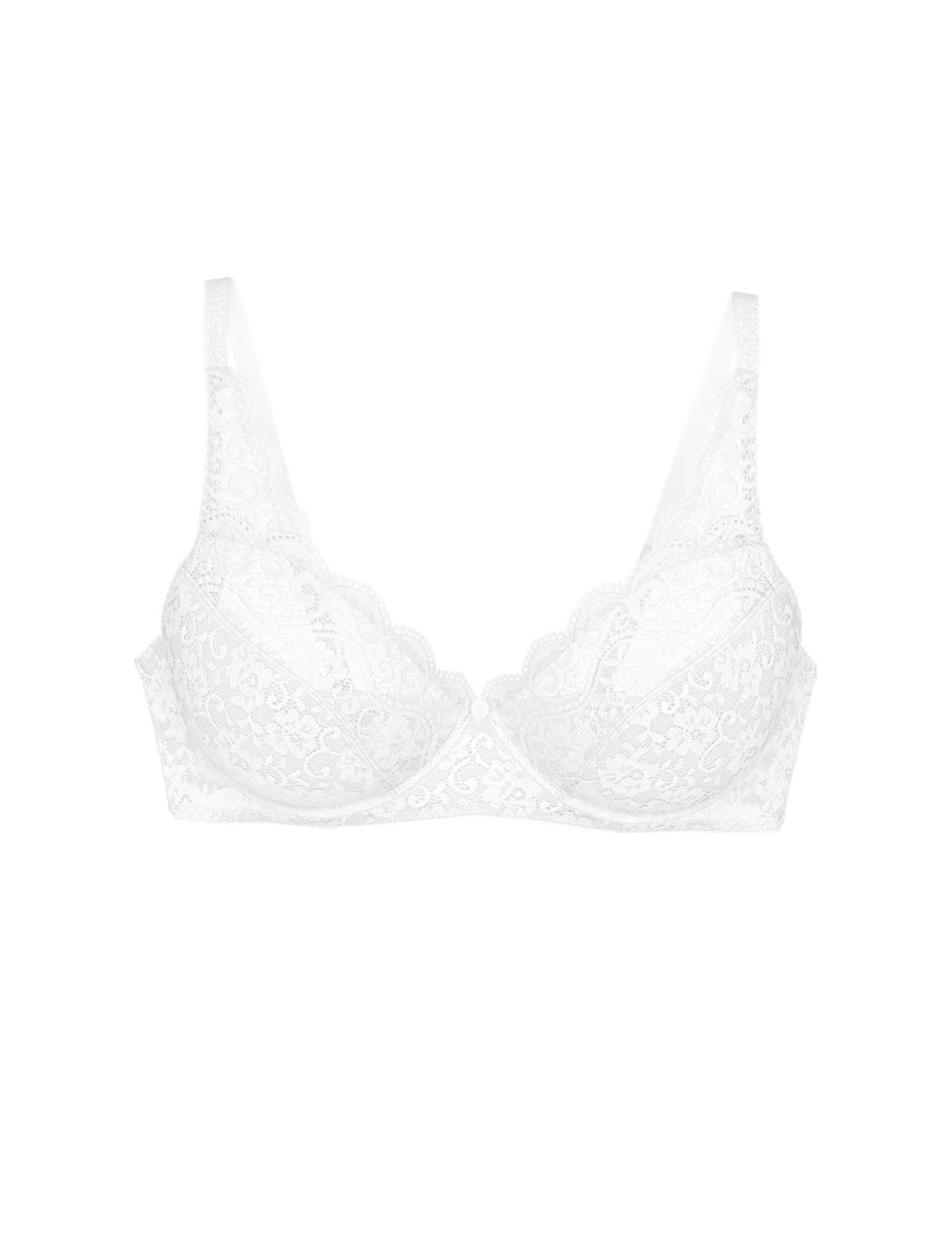 Triumph Women's Amourette Lace Non Wired T-Shirt Bra B-E - 32D - White, White,Black