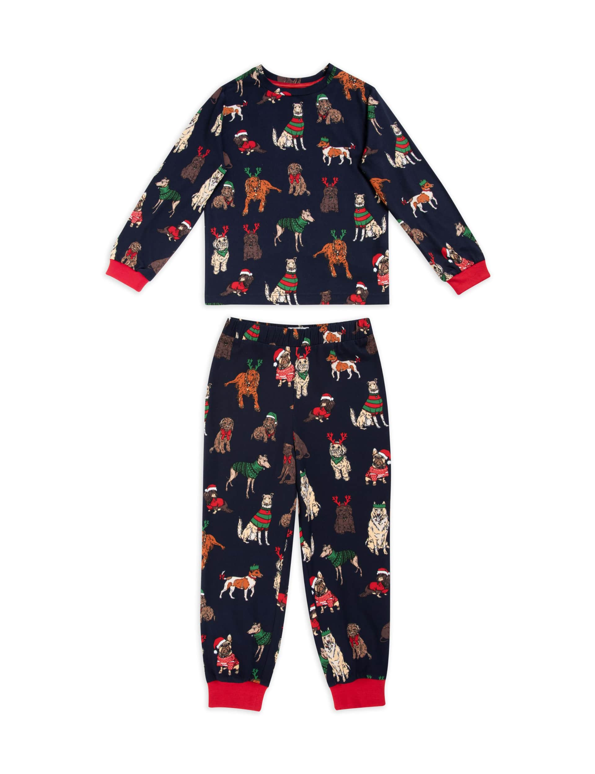 Chelsea Peers Kid's Christmas Dog Print Family Pyjamas (1-12 Yrs) - 5-6 Y - Navy Mix, Navy Mix