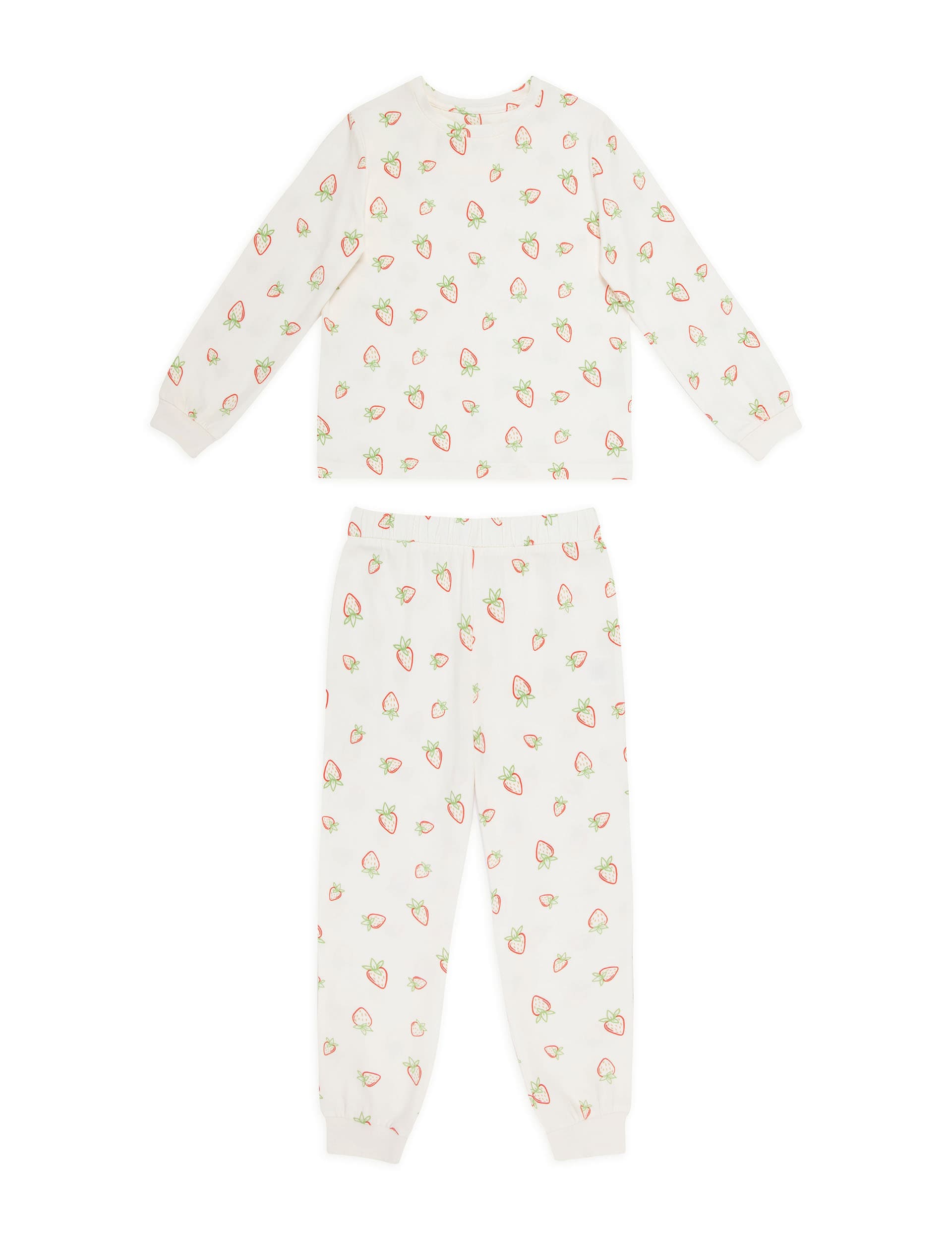 Chelsea Peers Cotton Rich Strawberry Print Pyjamas (1-12 Yrs) - 9-10Y - Cream Mix, Cream Mix