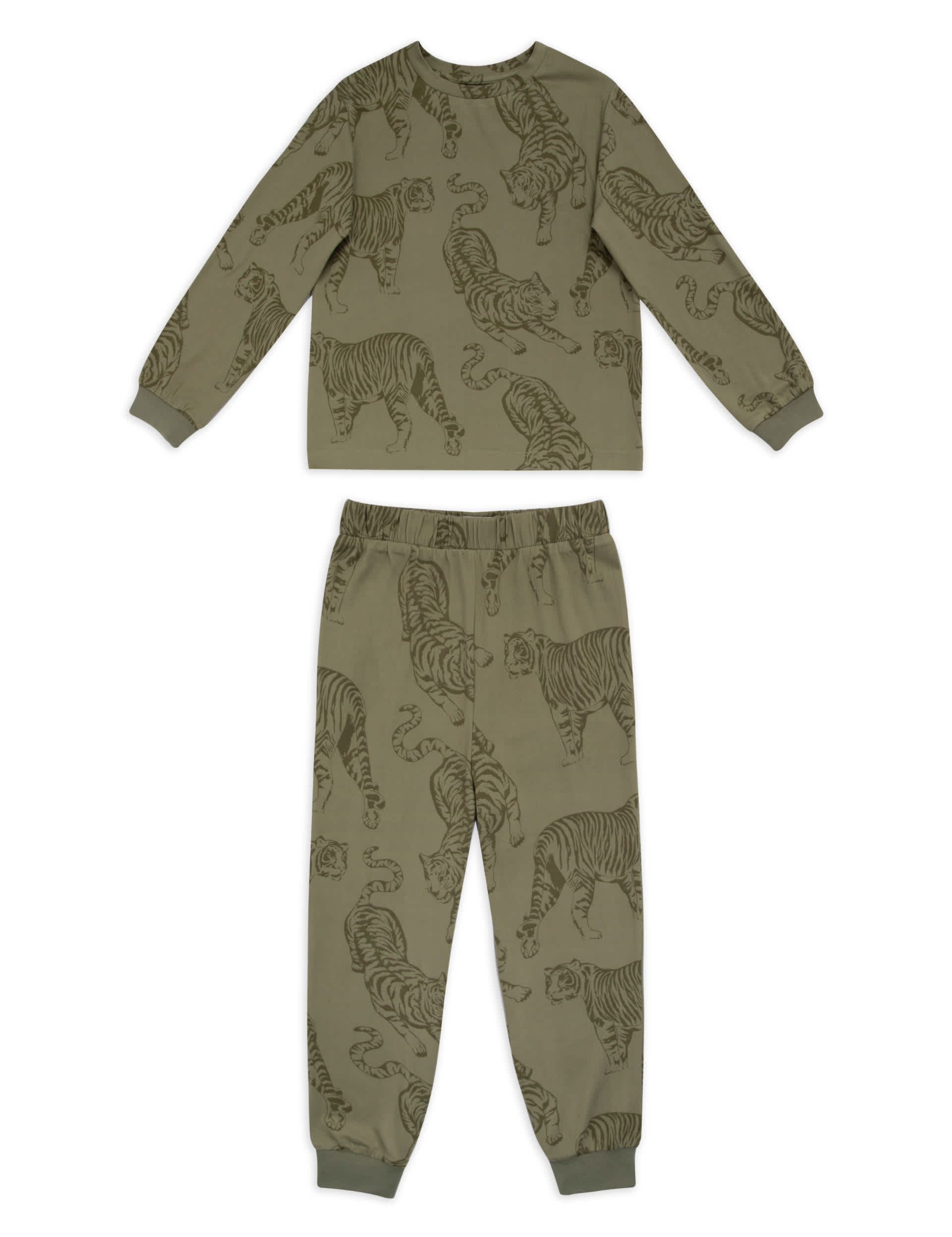 Chelsea Peers Tiger Print Pyjamas (1-12 Yrs) - 7-8 Y - Khaki Mix, Khaki Mix