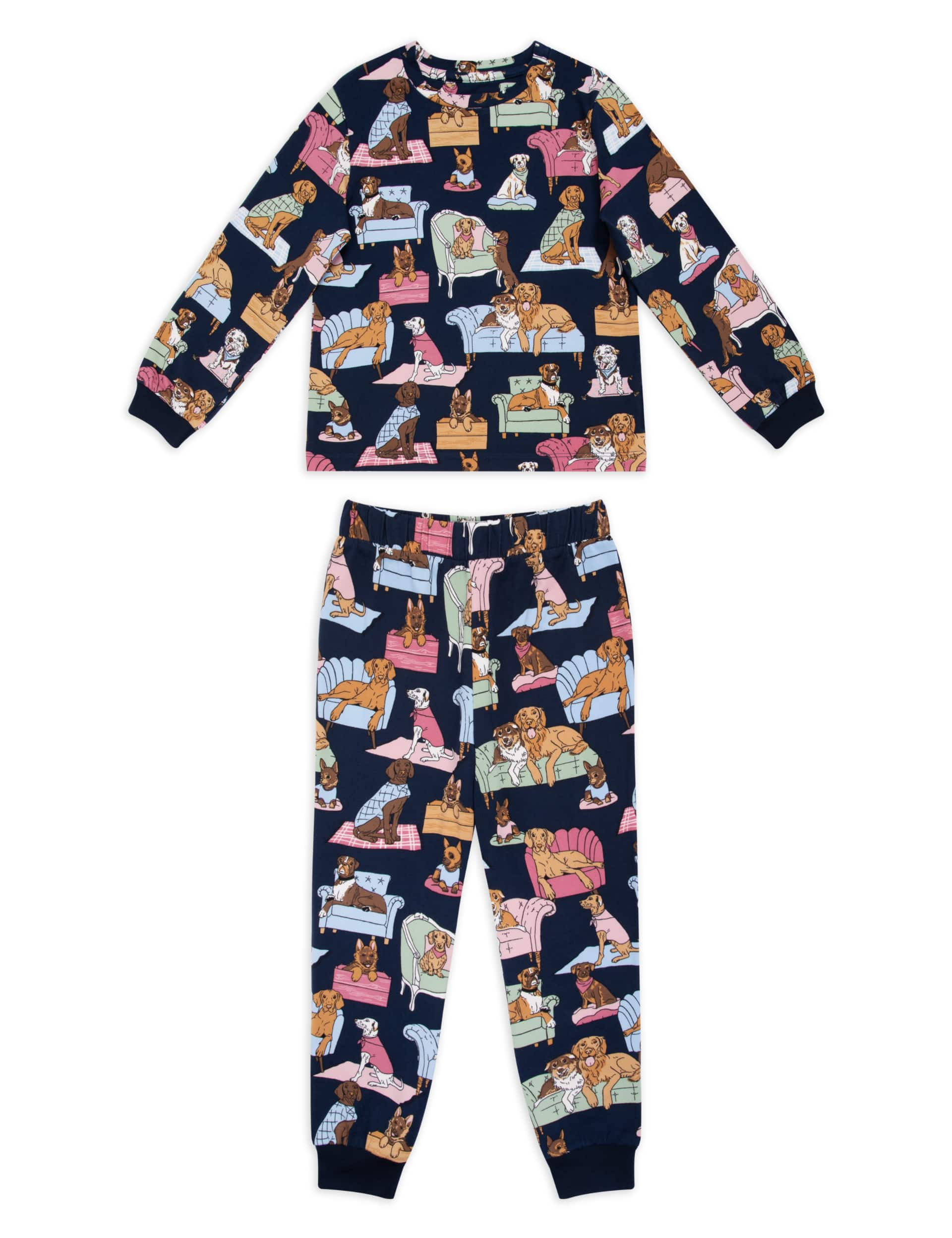 Chelsea Peers Women's Dog Print Pyjamas (1-12 Yrs) - 7-8 Y - Navy Mix, Navy Mix