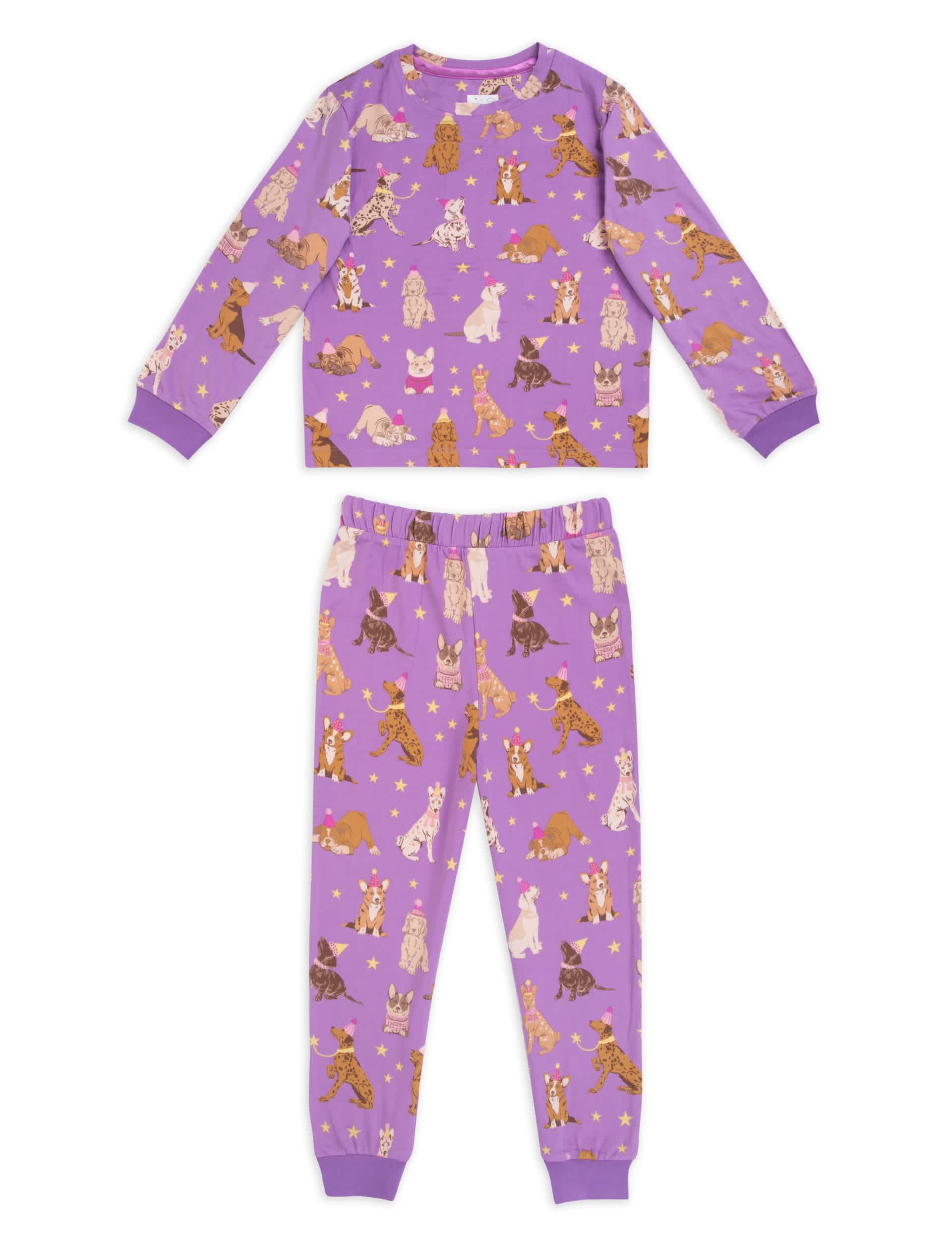 Chelsea Peers Dog Print Pyjamas (1-12 Yrs) - 9-10Y - Lilac, Lilac