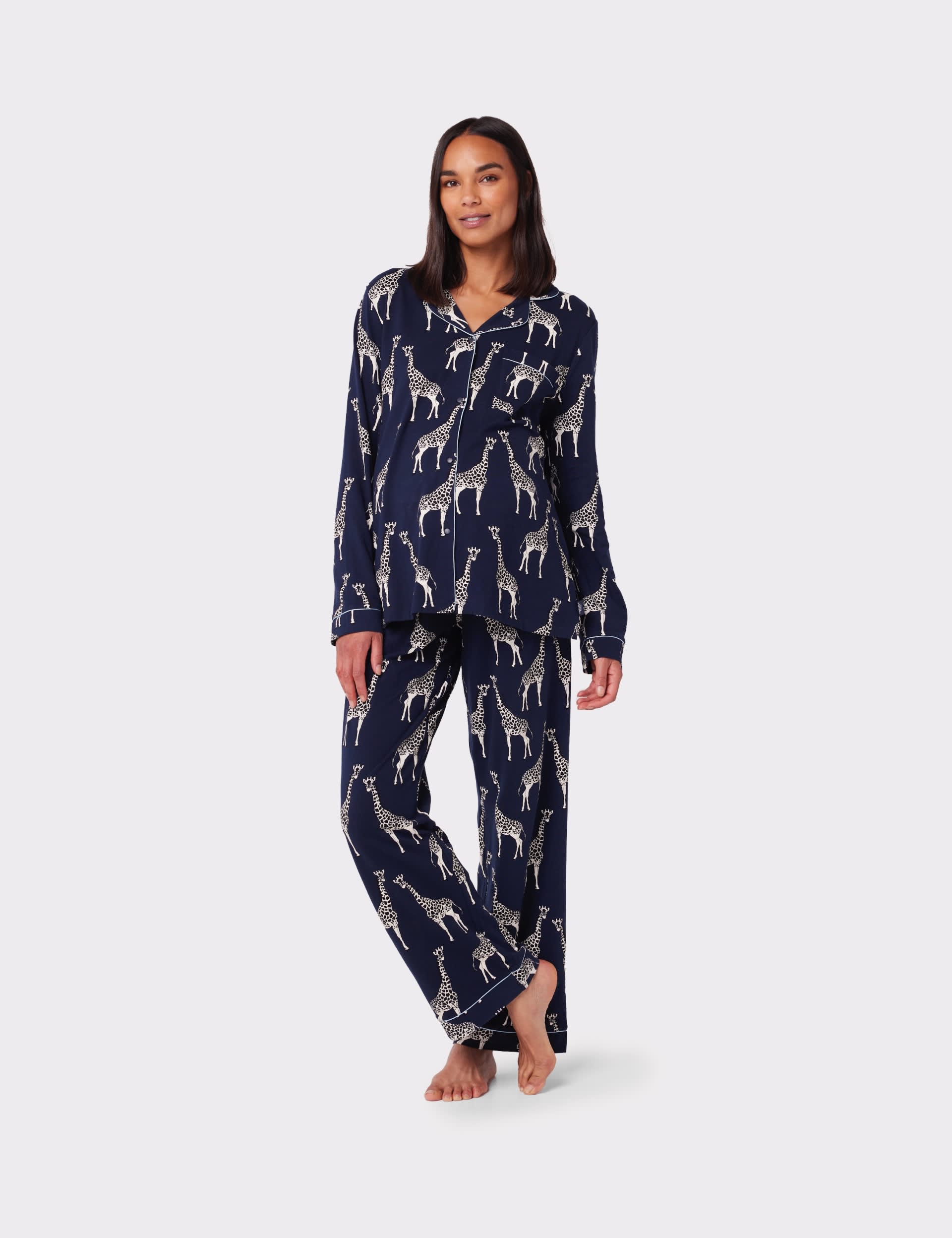 Chelsea Peers Women's Jersey Giraffe Maternity Pyjama Set - 16 - Navy Mix, Navy Mix