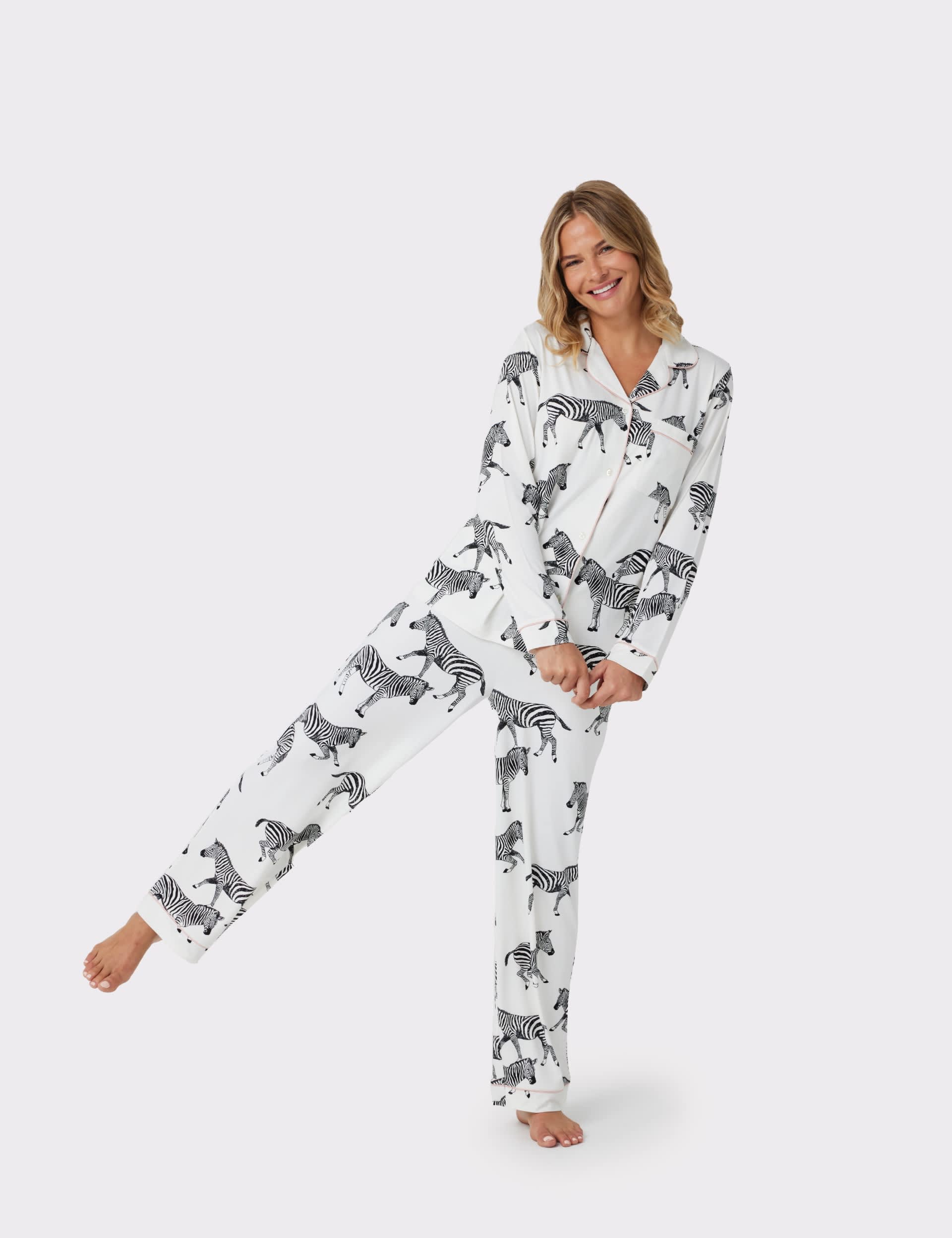 Chelsea Peers Women's Zebra Print Pyjama Set - 14 - White Mix, White Mix