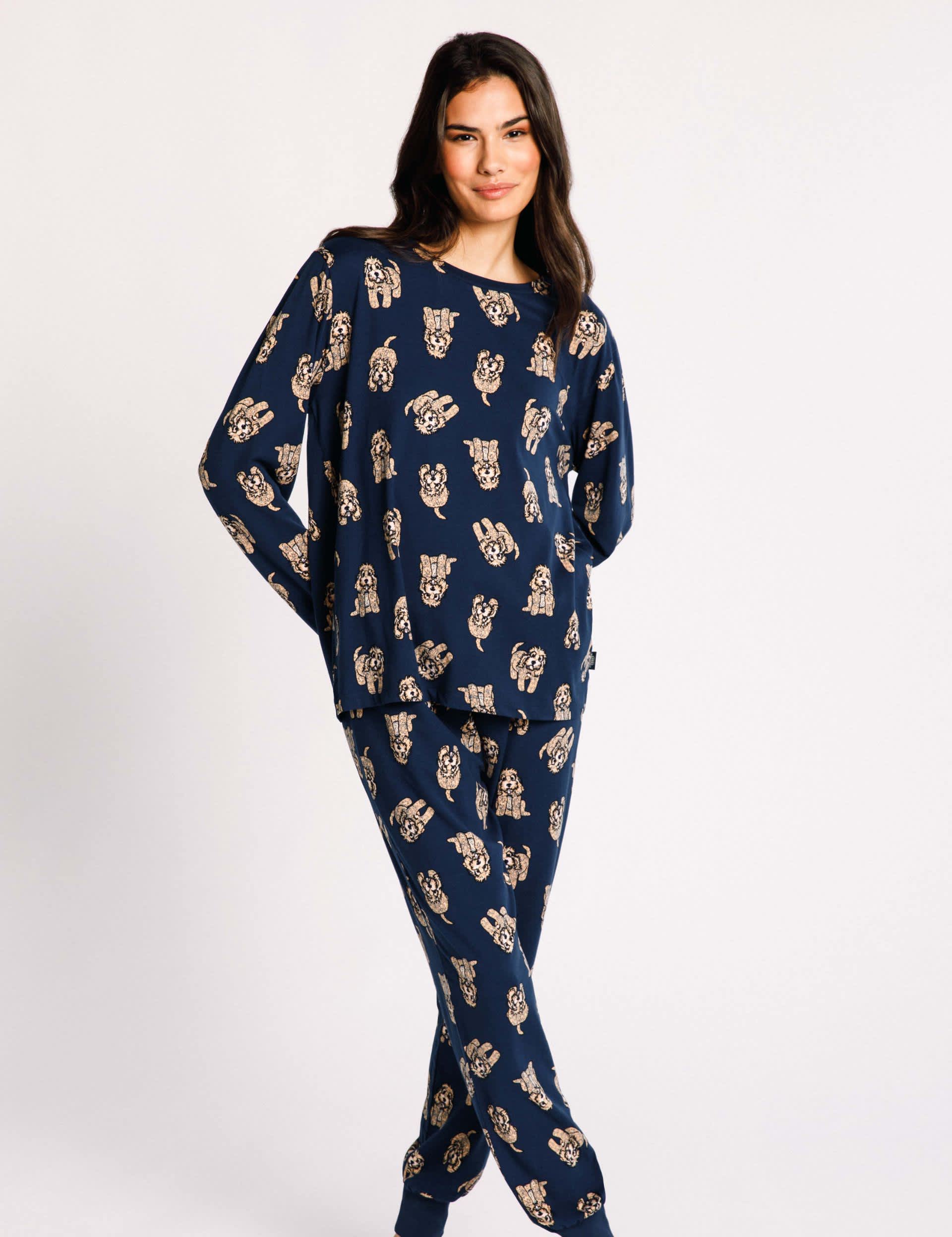 Chelsea Peers Women's Dog Print Pyjama Set - 18 - Navy Mix, Navy Mix