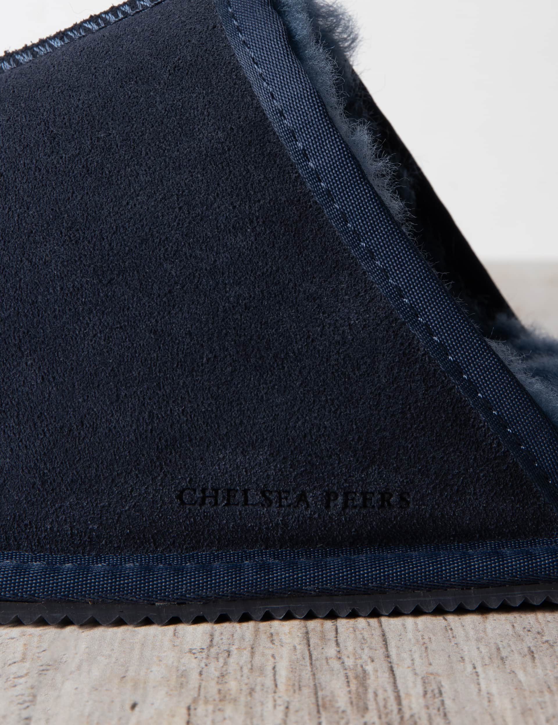 Chelsea Peers Men's Suede Fleece Lined Mule Slippers - Navy, Tan,Navy