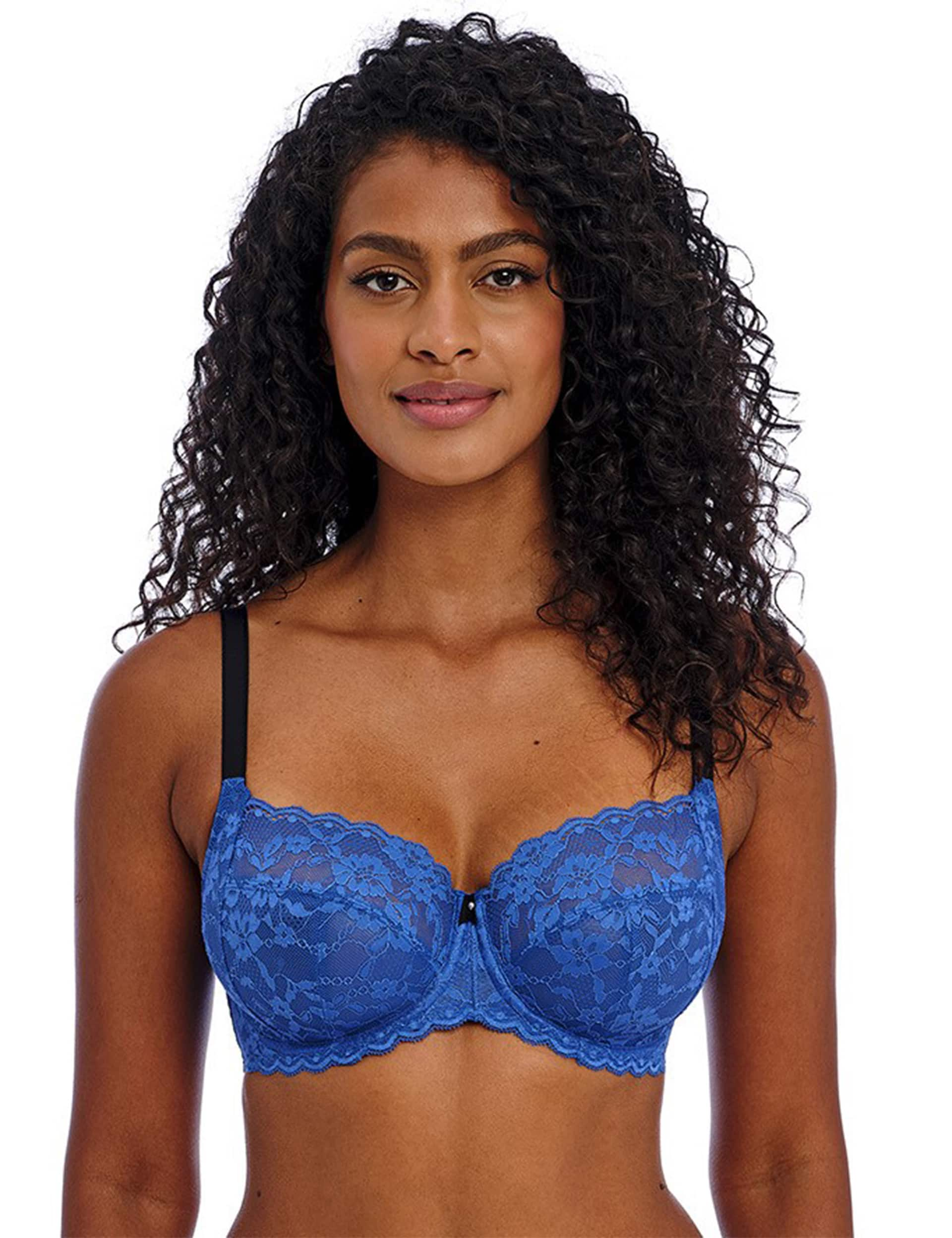 Freya Women's Offbeat Wired Side Support Bra D-K - 34G - Blue, White,Blue,Black,Beige