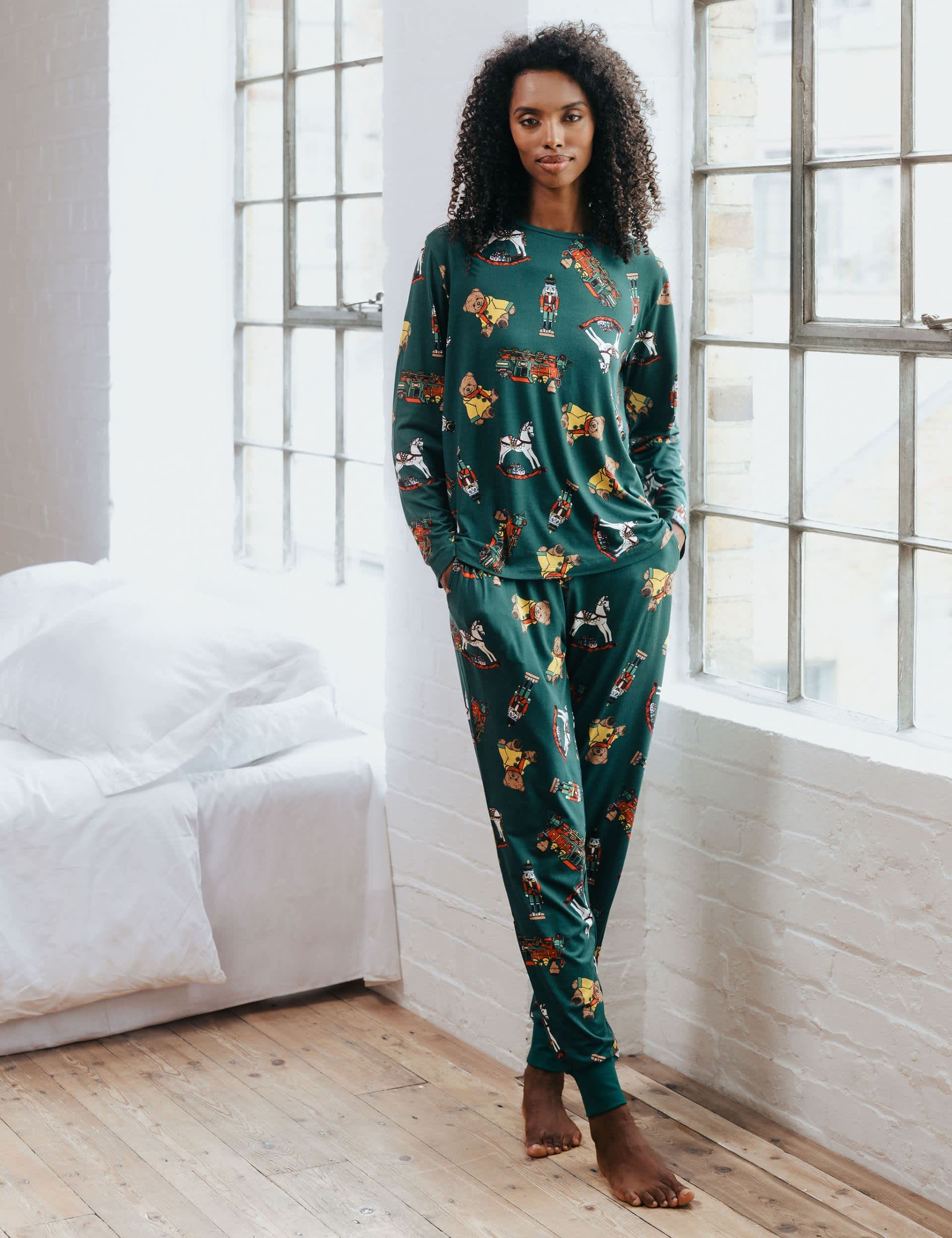 Chelsea Peers Women's Vintage Toy Print Pyjama Set - 14 - Green Mix, Green Mix