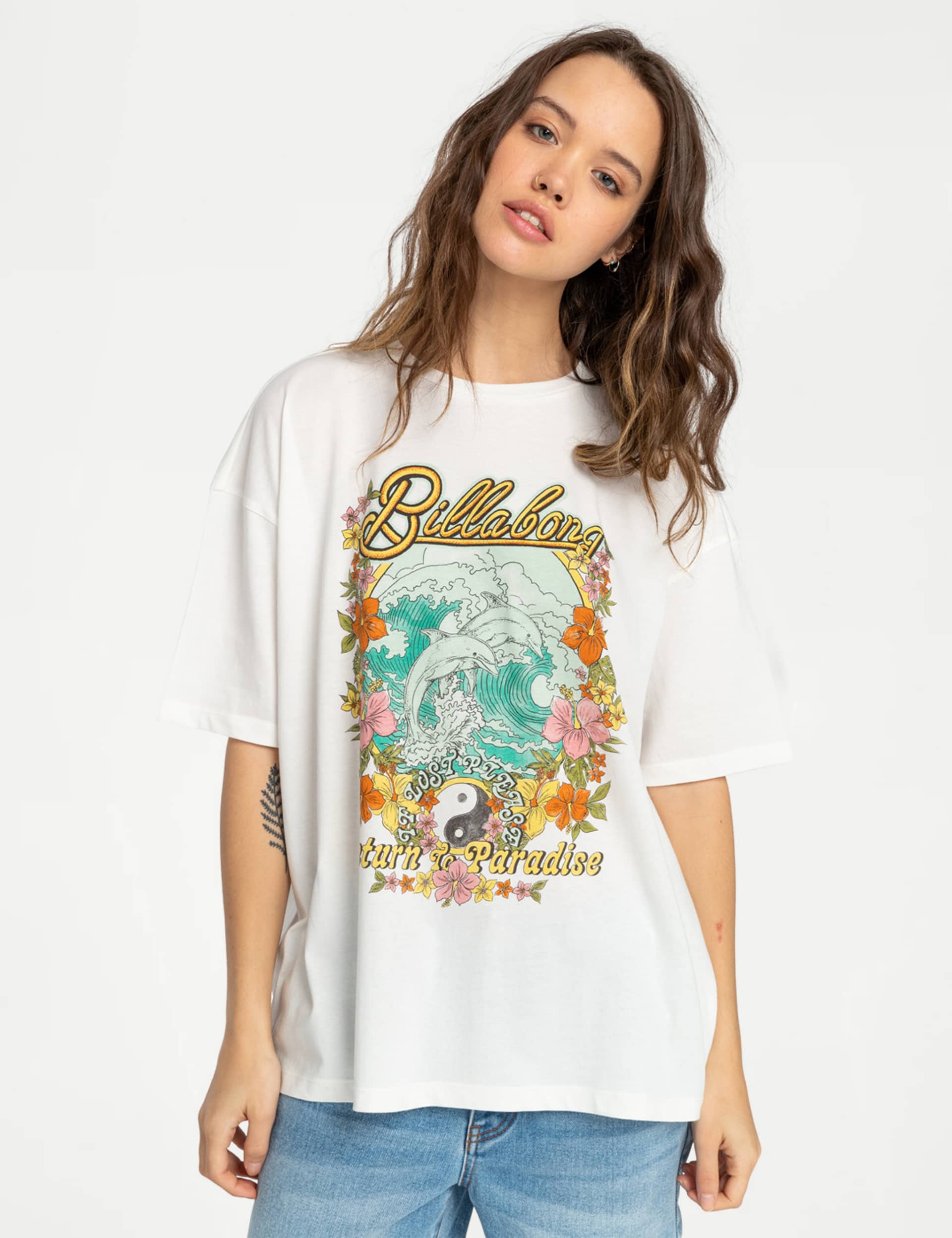 Billabong Women's Return To Paradise Pure Cotton T-Shirt - M - White Mix, White Mix