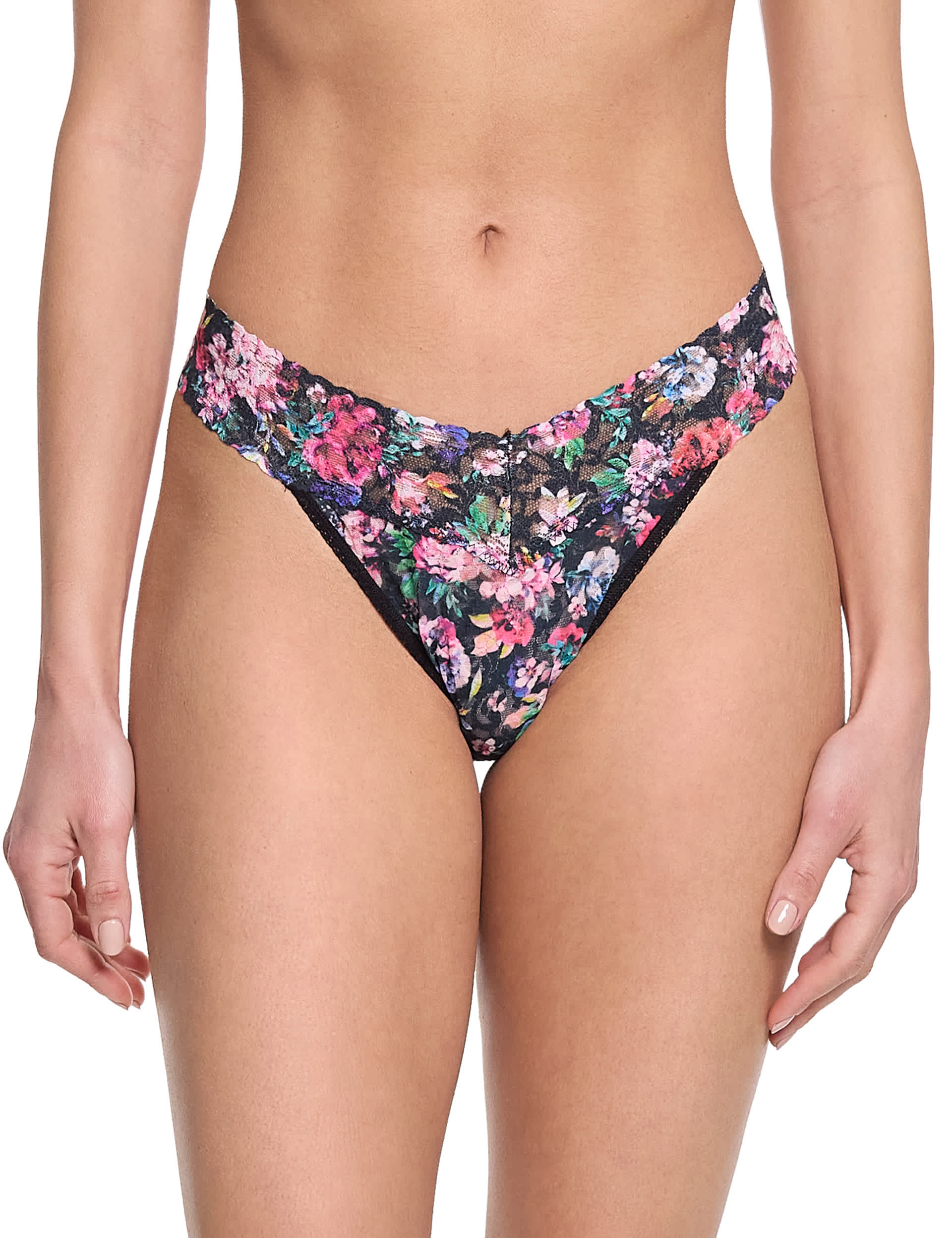 Hanky Panky Women's Floral Lace Thong - Black Mix, Black Mix