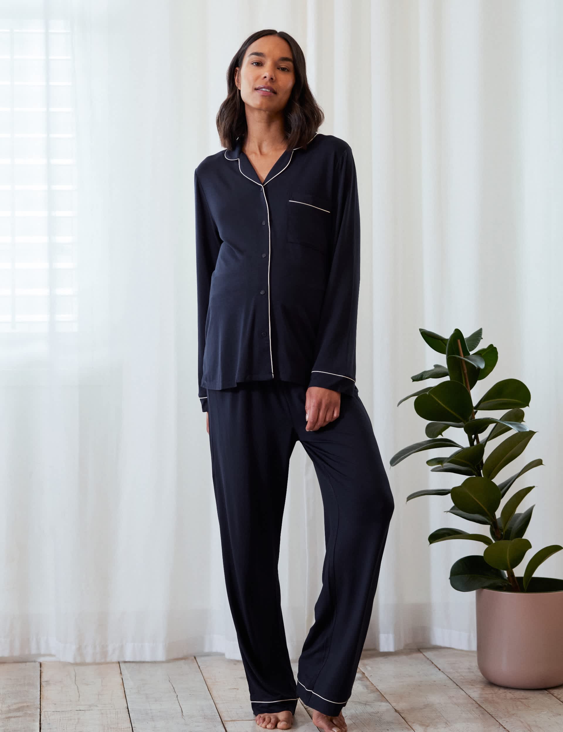 Chelsea Peers Women's Modal Rich Maternity Pyjama Set - 12 - Navy, Navy