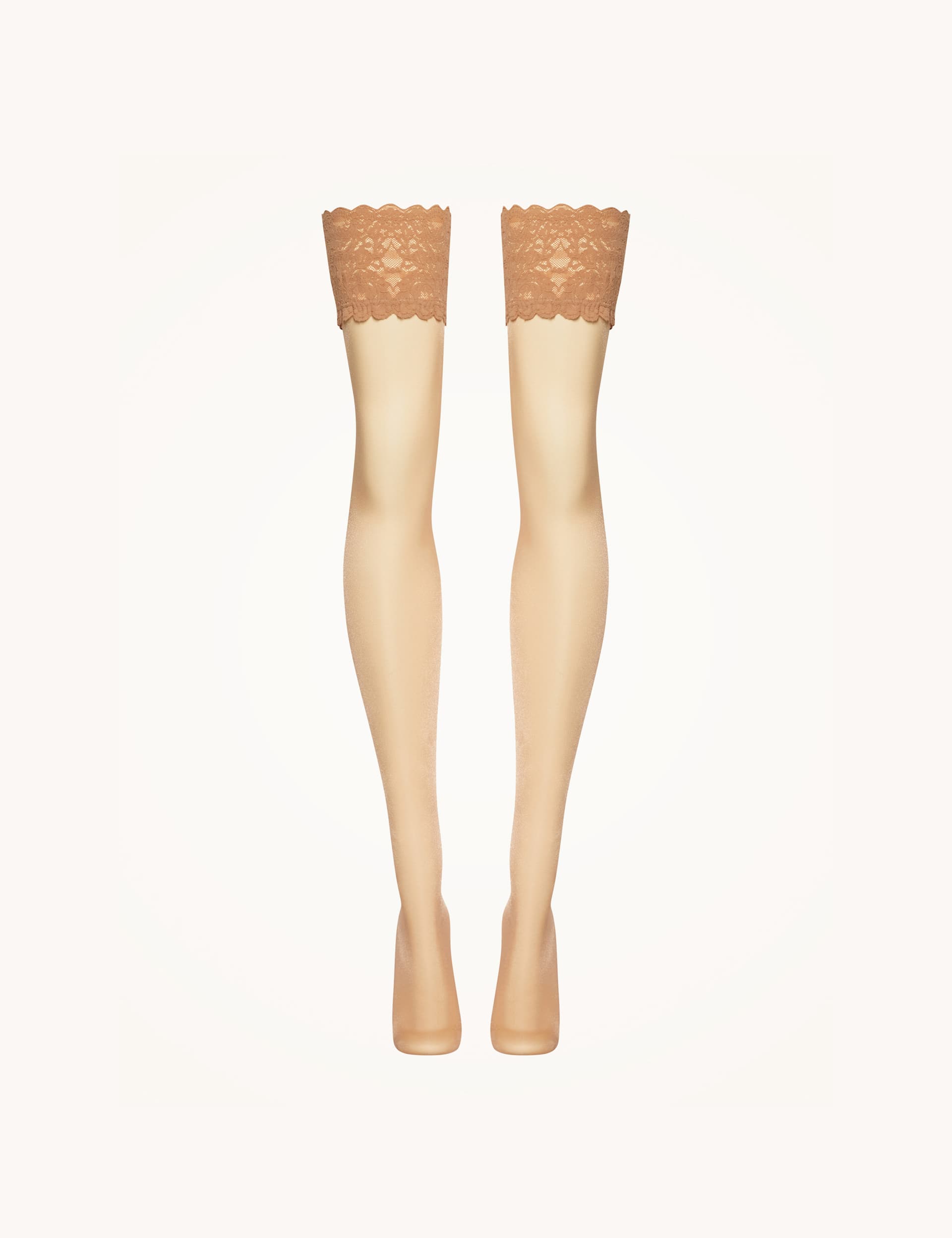 Wolford Women's 20 Denier Lace Trim Hold-Ups - Dark Beige, Dark Beige