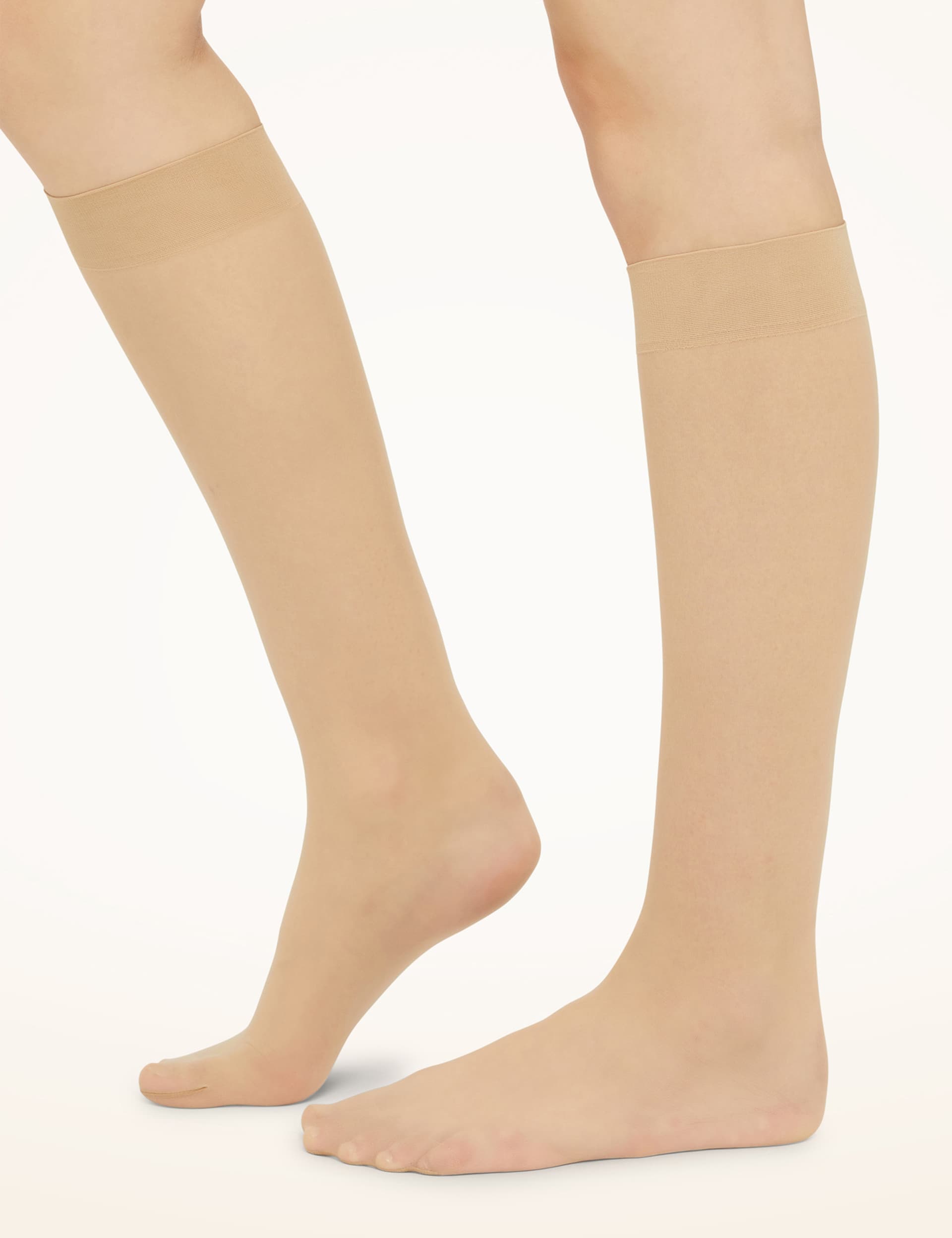 Wolford Women's 10 Denier Sheer Knee Highs - M - Light Beige, Black,Light Beige