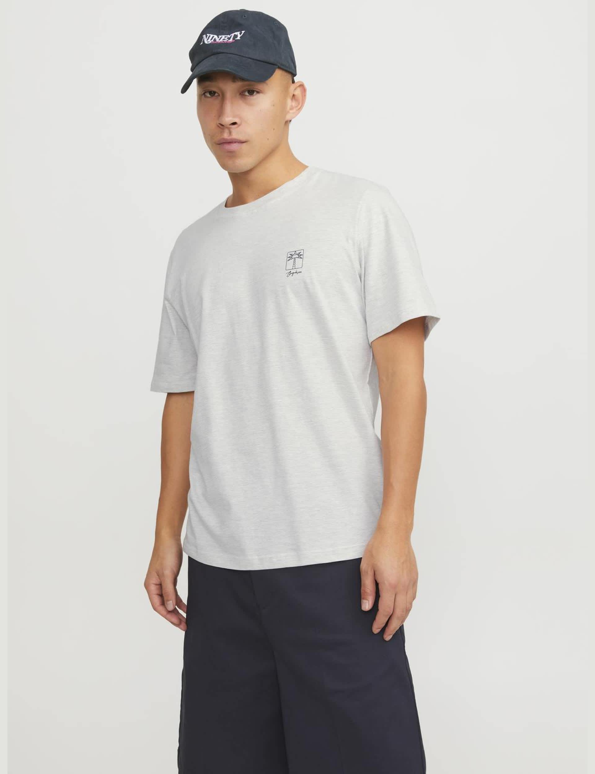 Jack & Jones Men's Cotton Rich T-Shirt - L - White Mix, White Mix