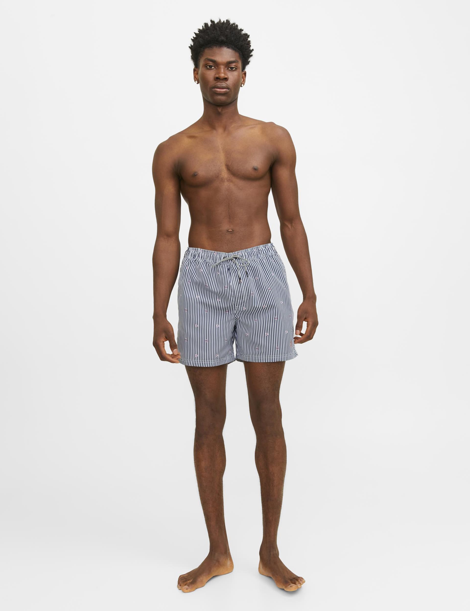 Jack & Jones Men's Striped Embroidered Swim Shorts