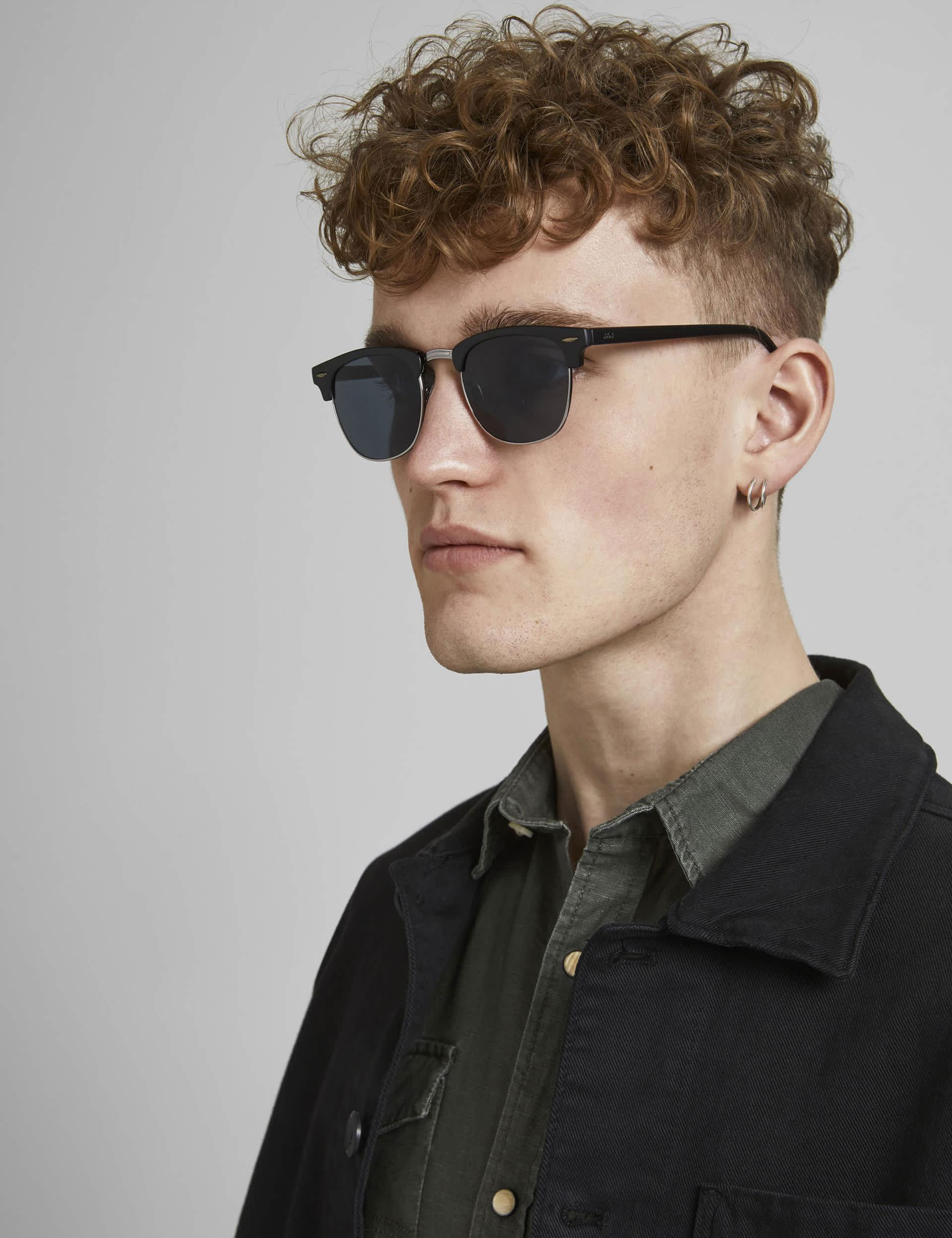 Jack & Jones Men's Retro Semi Rimless Sunglasses - one size - Black, Black