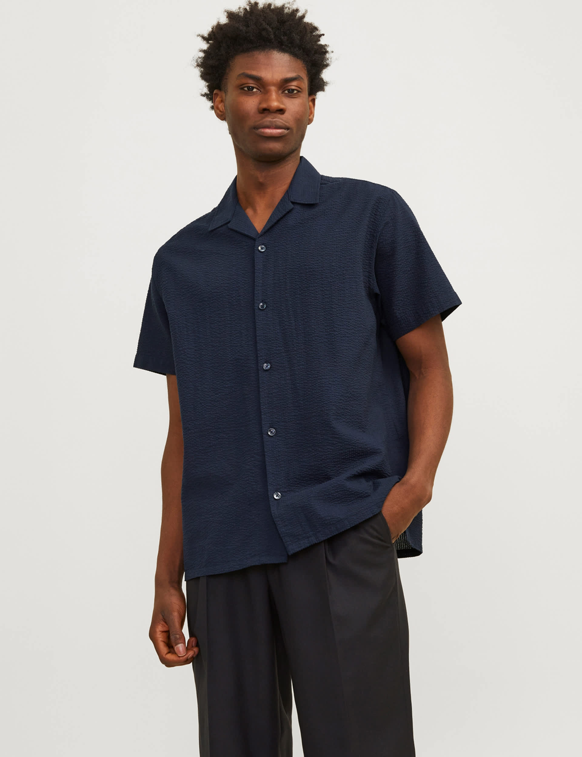 Jack & Jones Men's Cotton Blend Seersucker Shirt