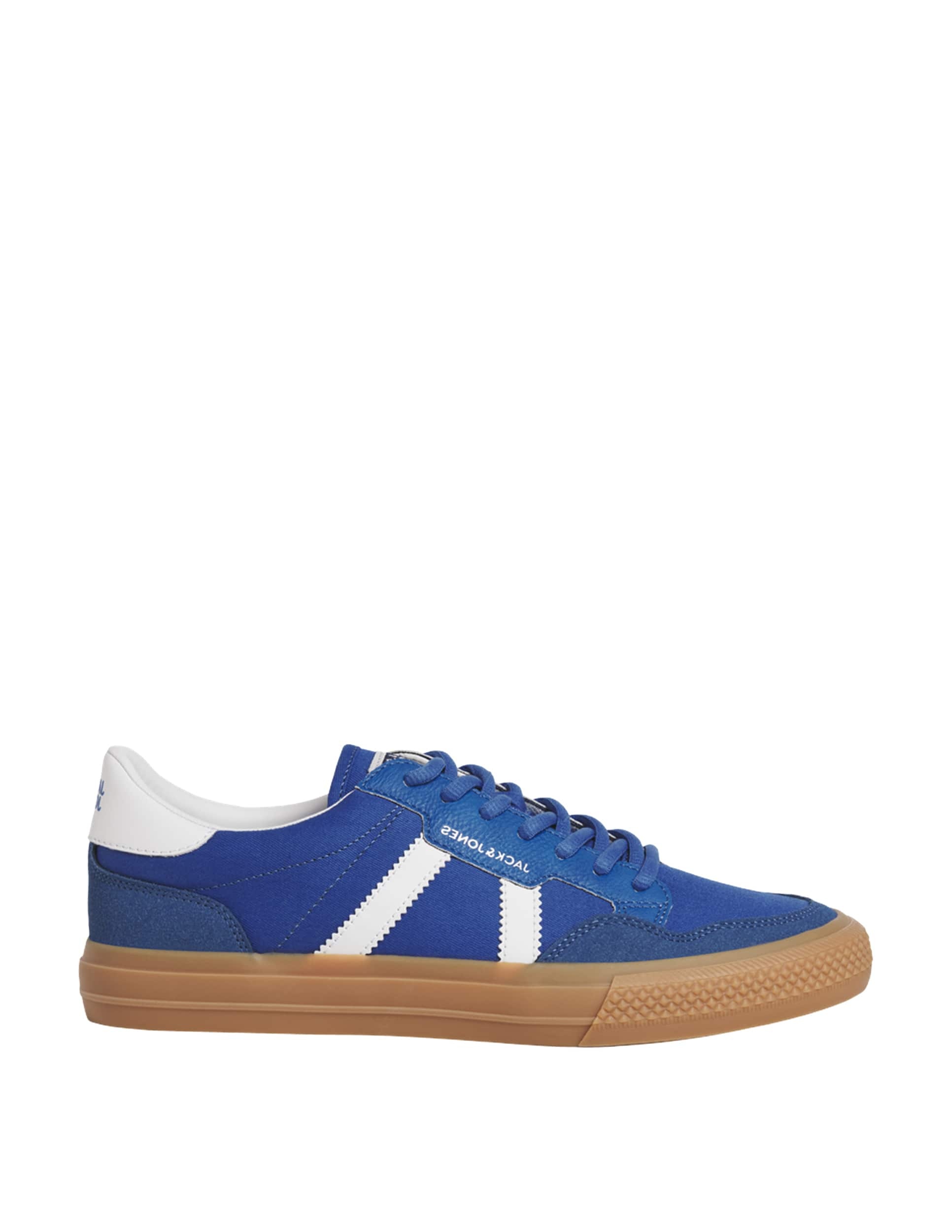 Jack & Jones Men's Canvas Lace Up Stripe Trainers - 6 - Blue, Blue