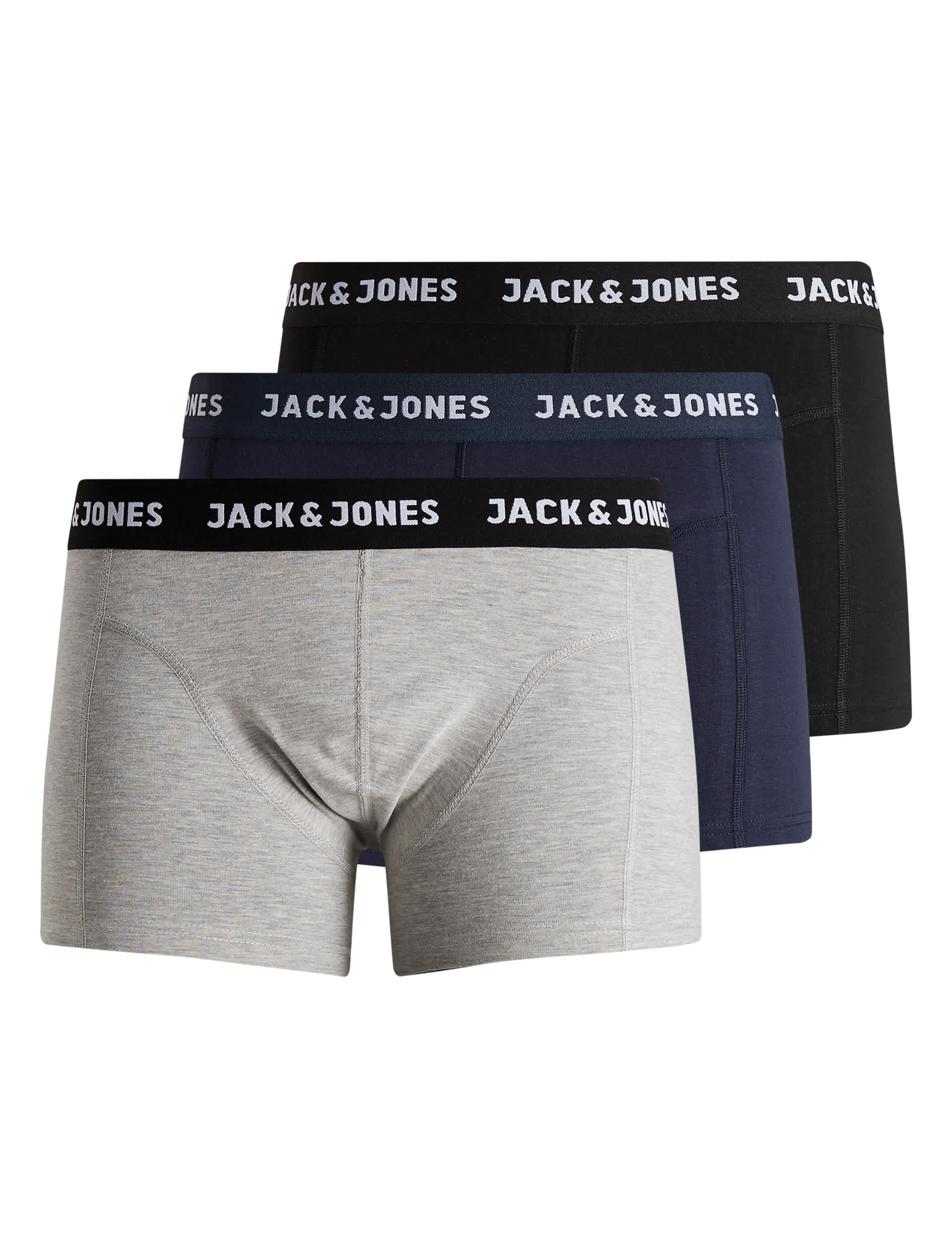 Jack & Jones Men's 3pk Cotton Rich Trunks - XXL - Black Mix, Black Mix