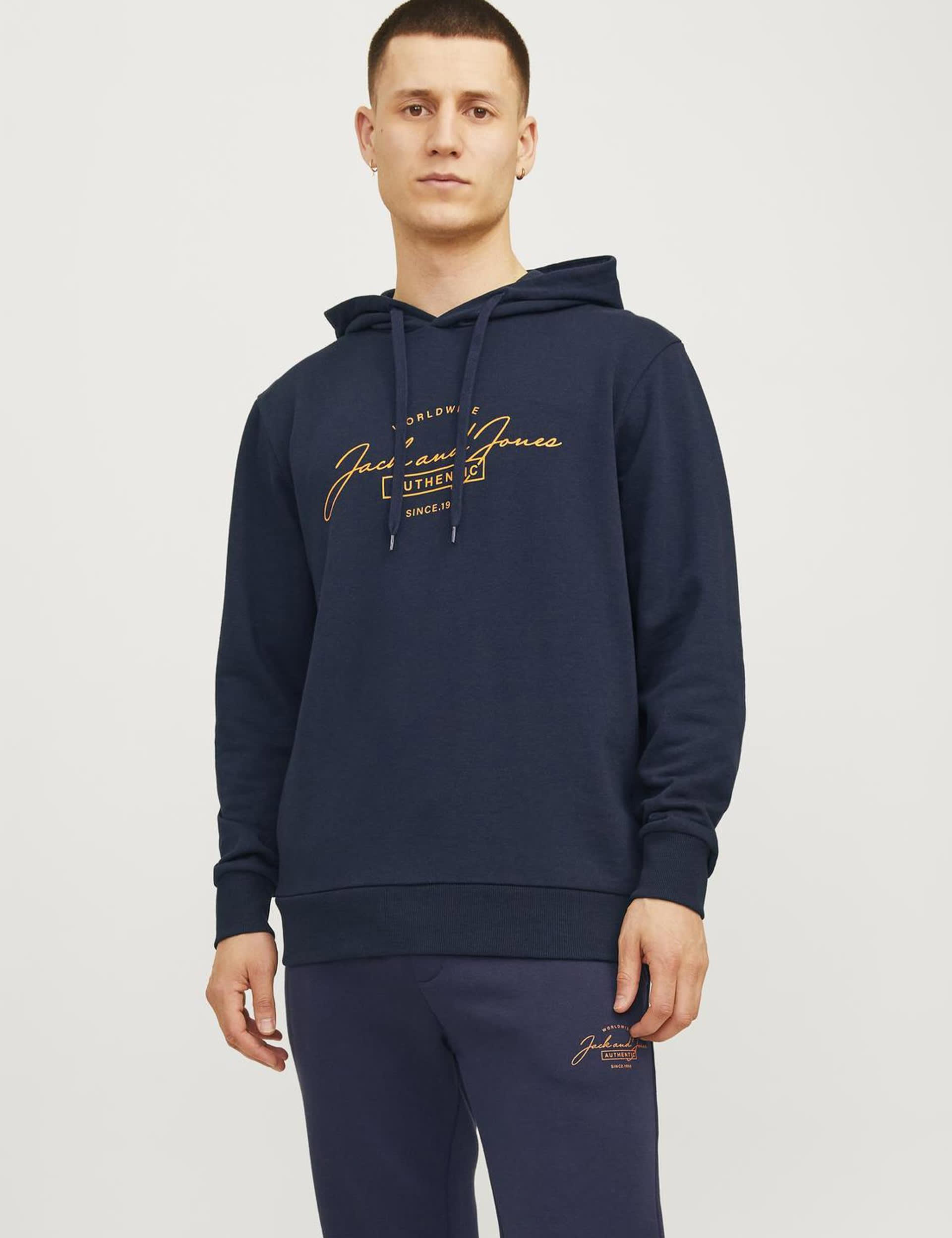 Jack & Jones Men's 2pc Logo Graphic Hoodie & Joggers Set - Navy, Navy