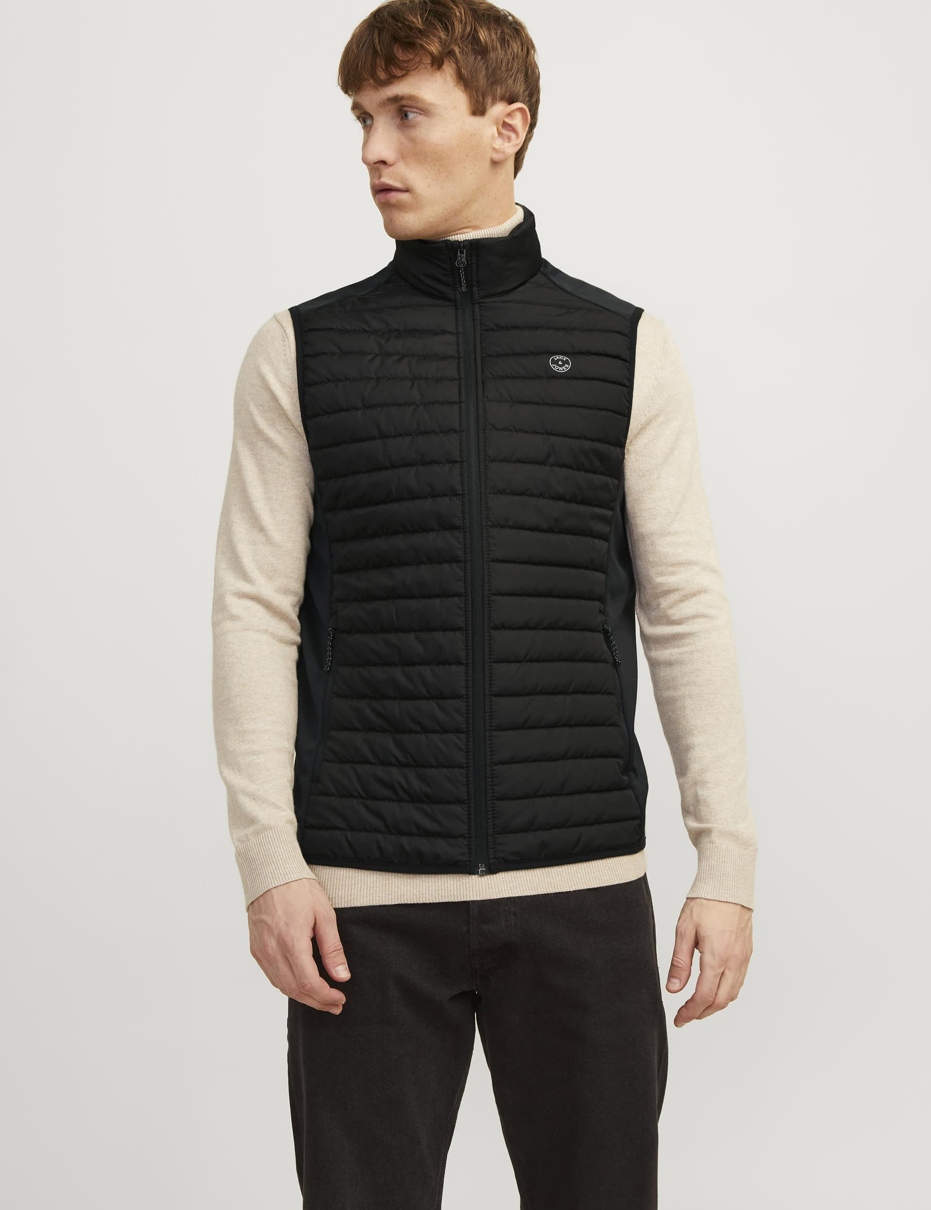 Jack & Jones Men's Funnel Neck Gilet - Black, Navy,Black