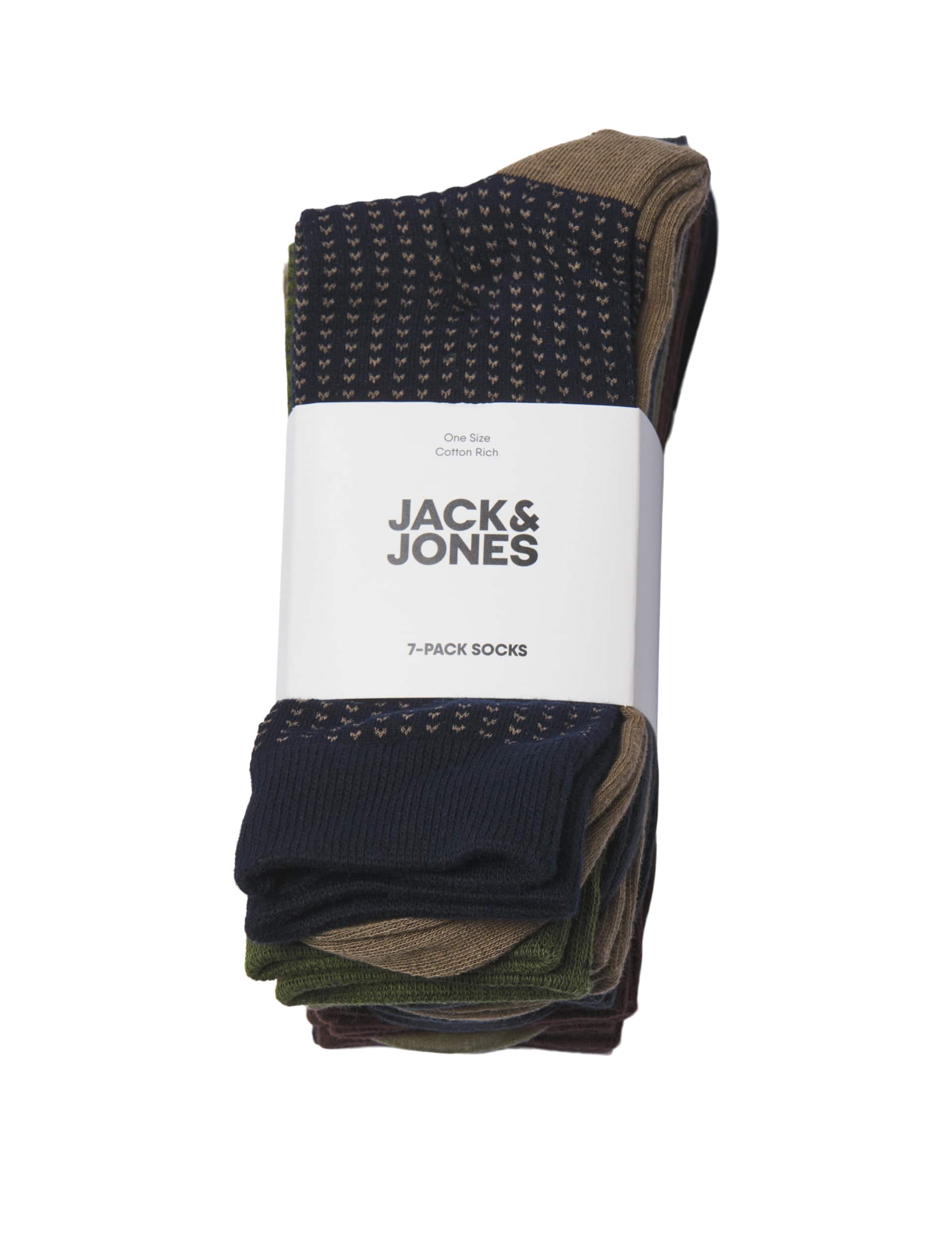 Jack & Jones Men's 7pk Patterned Cotton Rich Socks