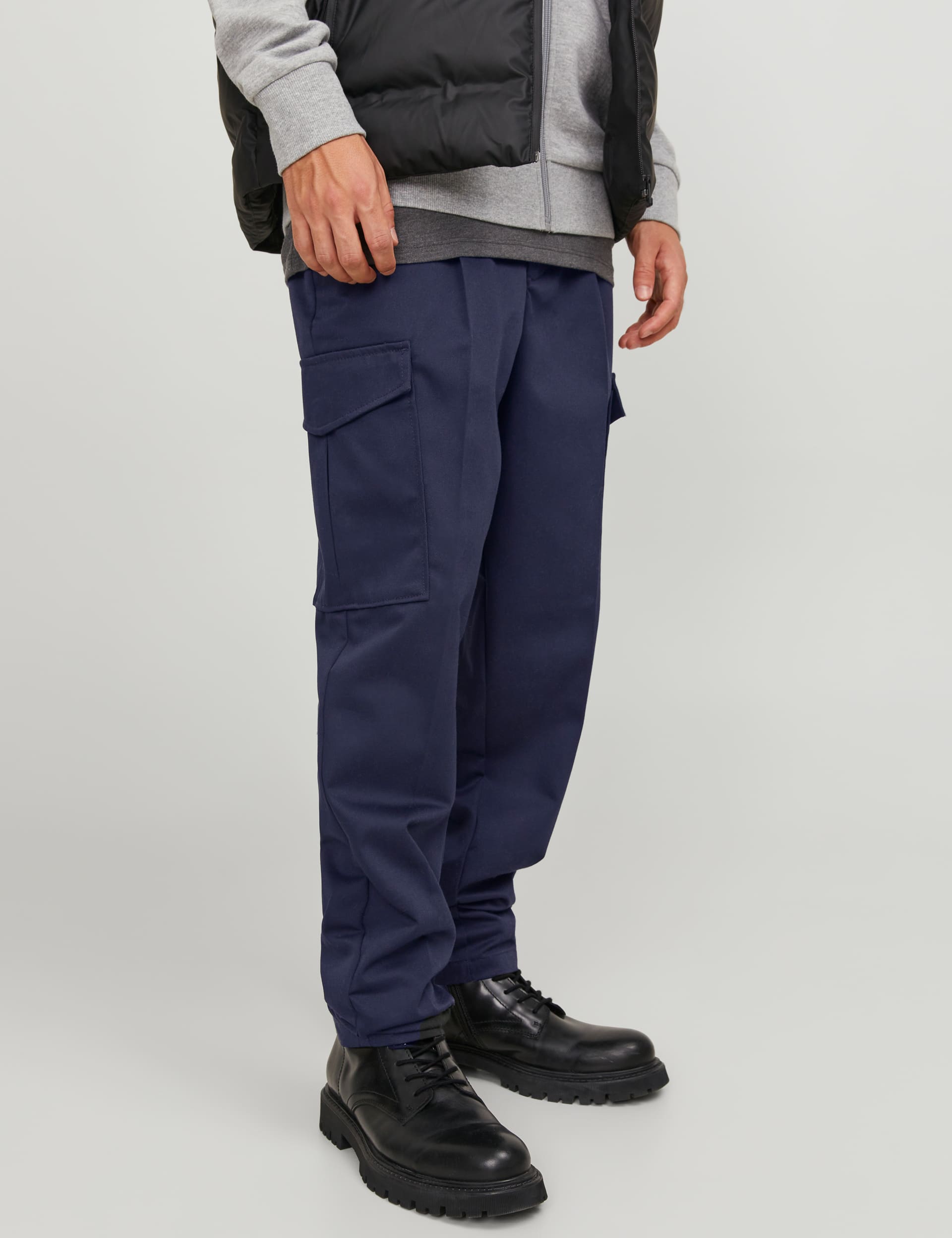 Jack & Jones Men's Tapered Fit Cargo Trousers - 3230 - Navy, Khaki,Navy